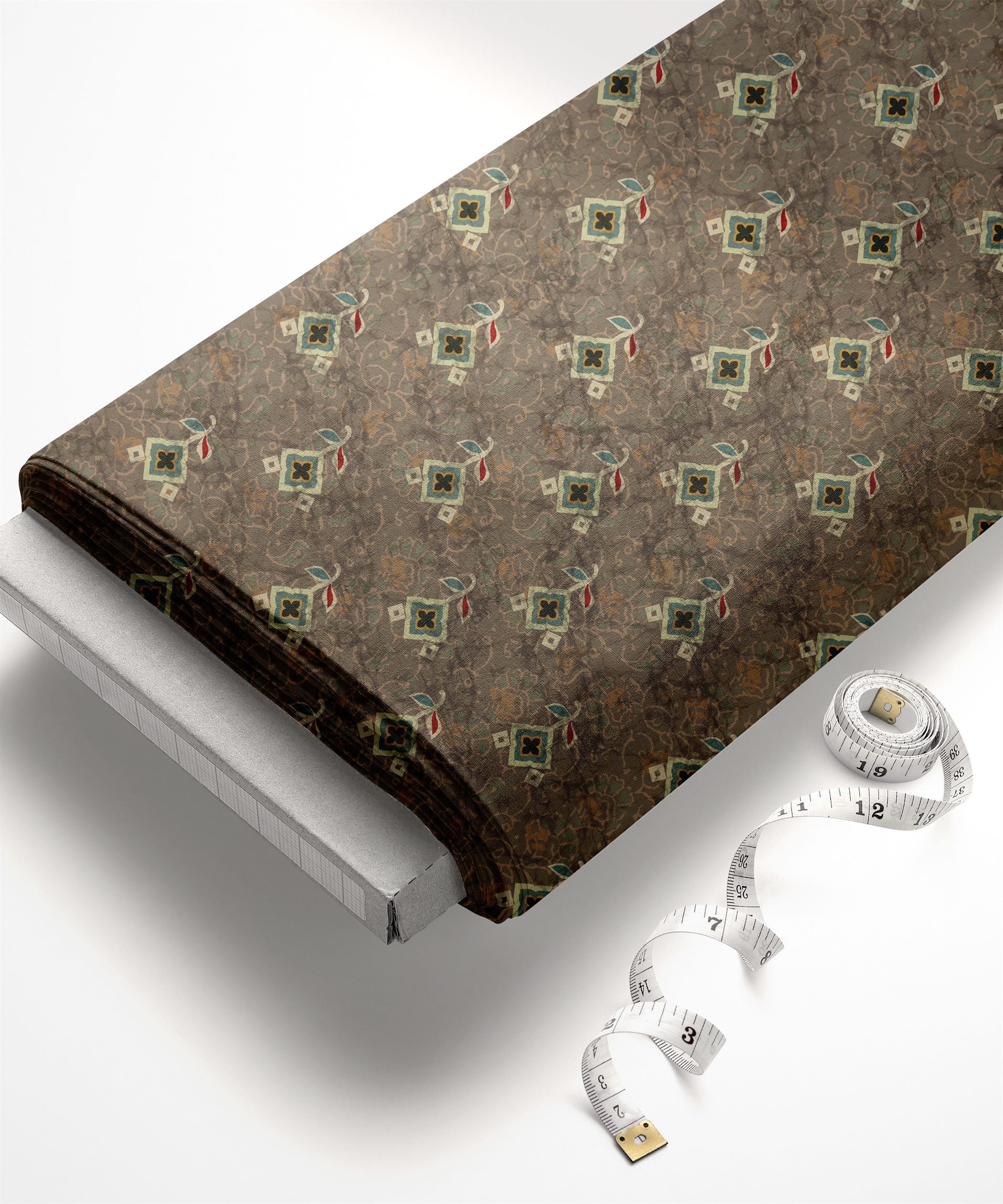 Brown-Geometric Ajrakh Flower Print