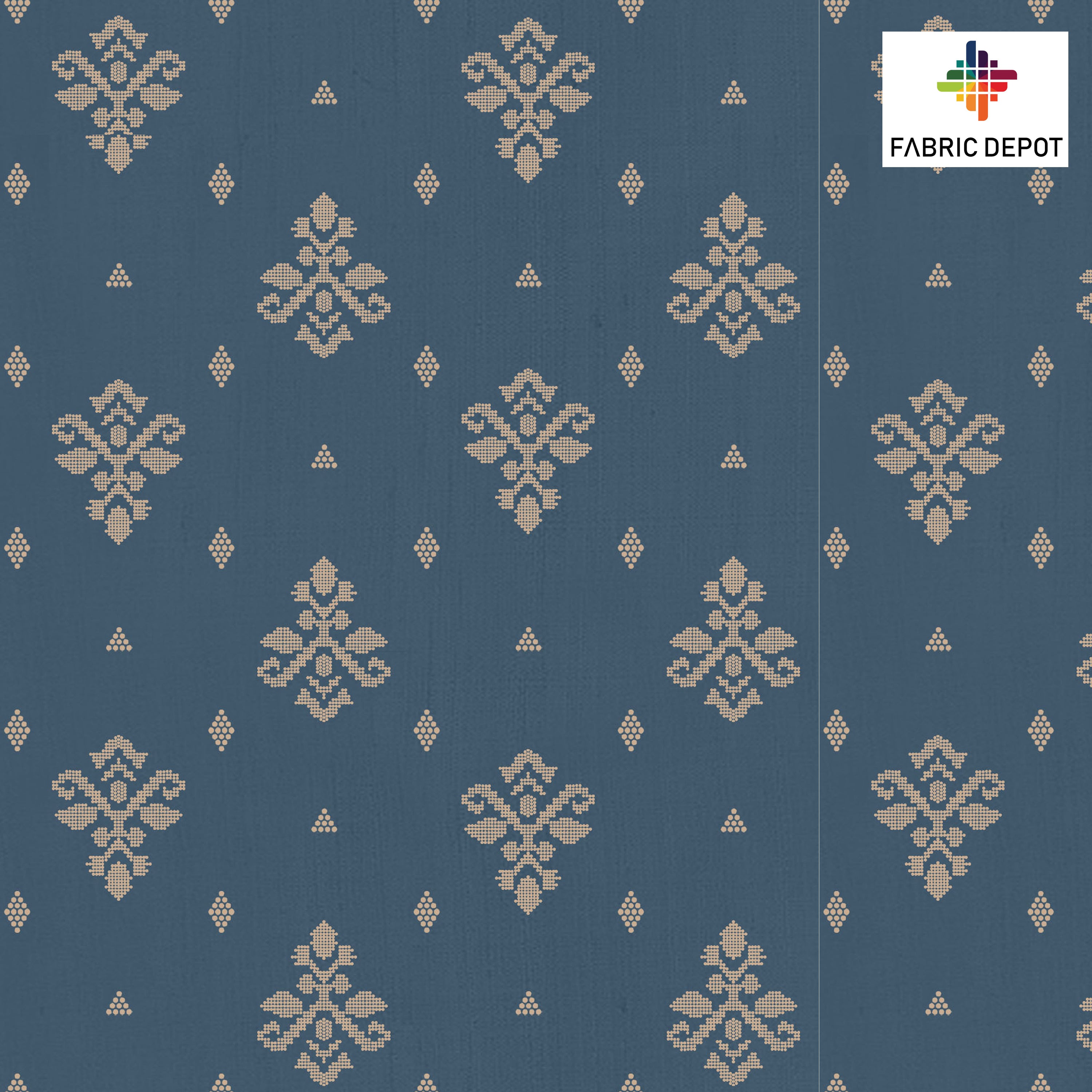 Grey Blue Golden Ajrakh Print