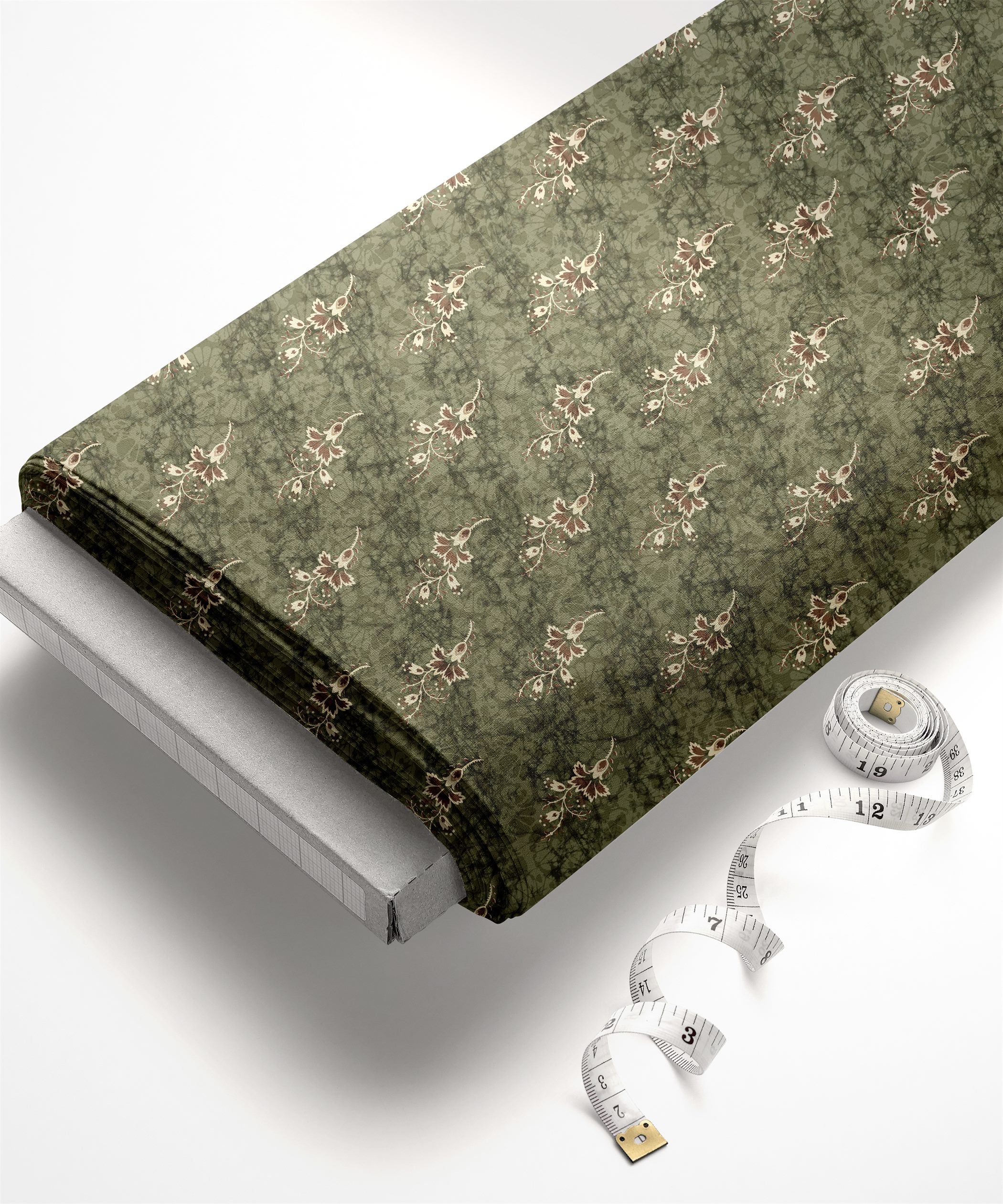 Olive Green-Hibiscus Ajrakh Print