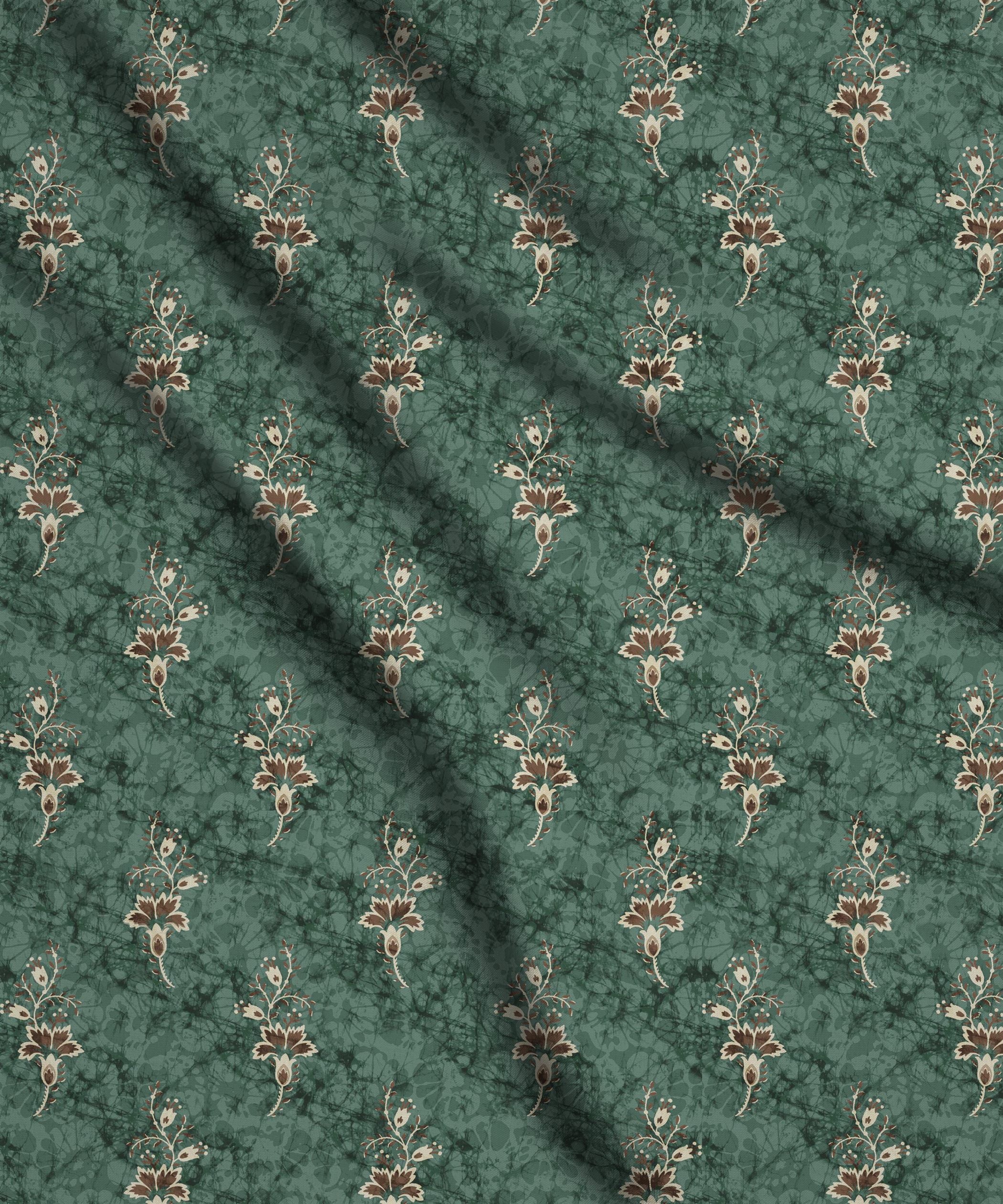 Sea Green-Hibiscus Ajrakh Print