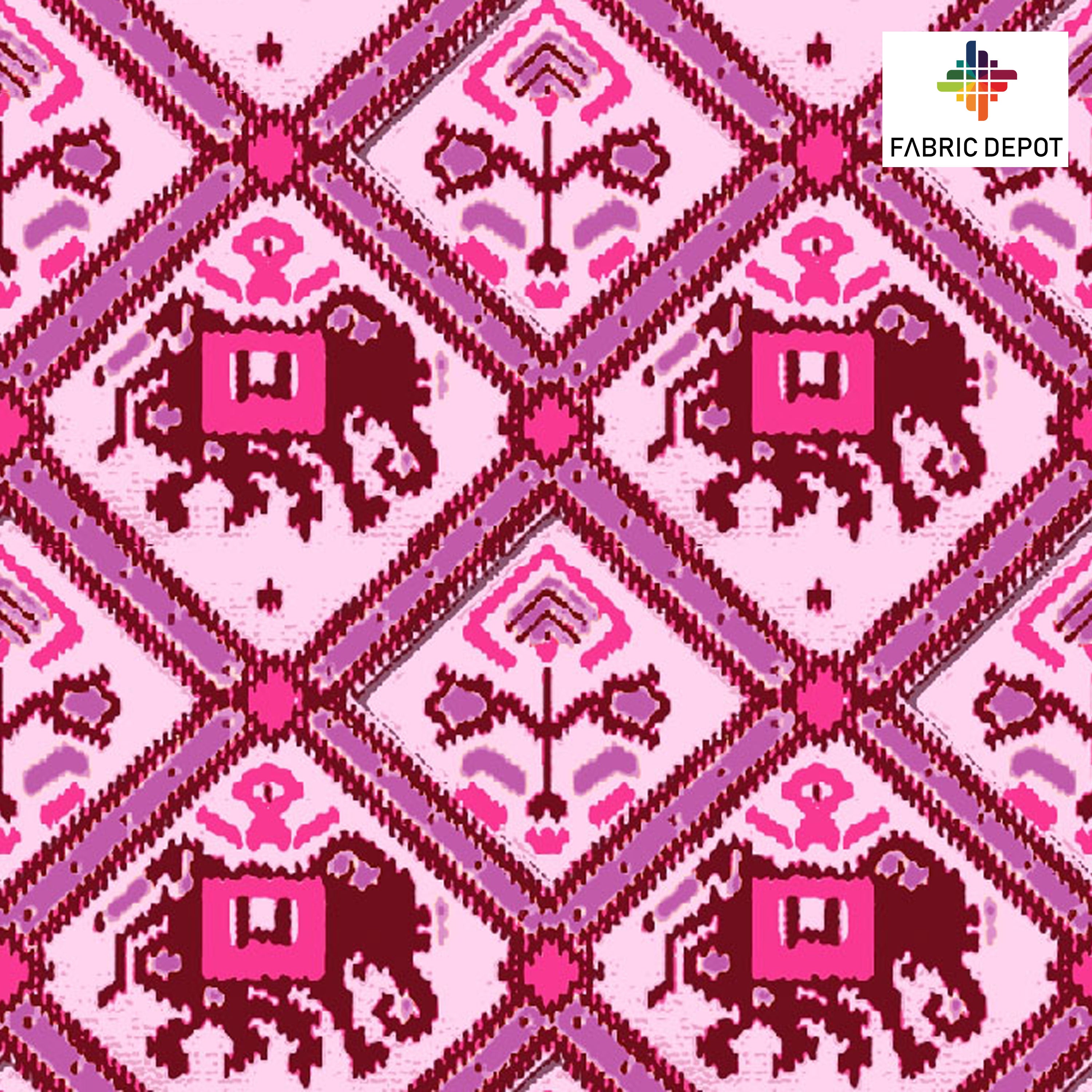 Shaded Pink Elephant Patola Print