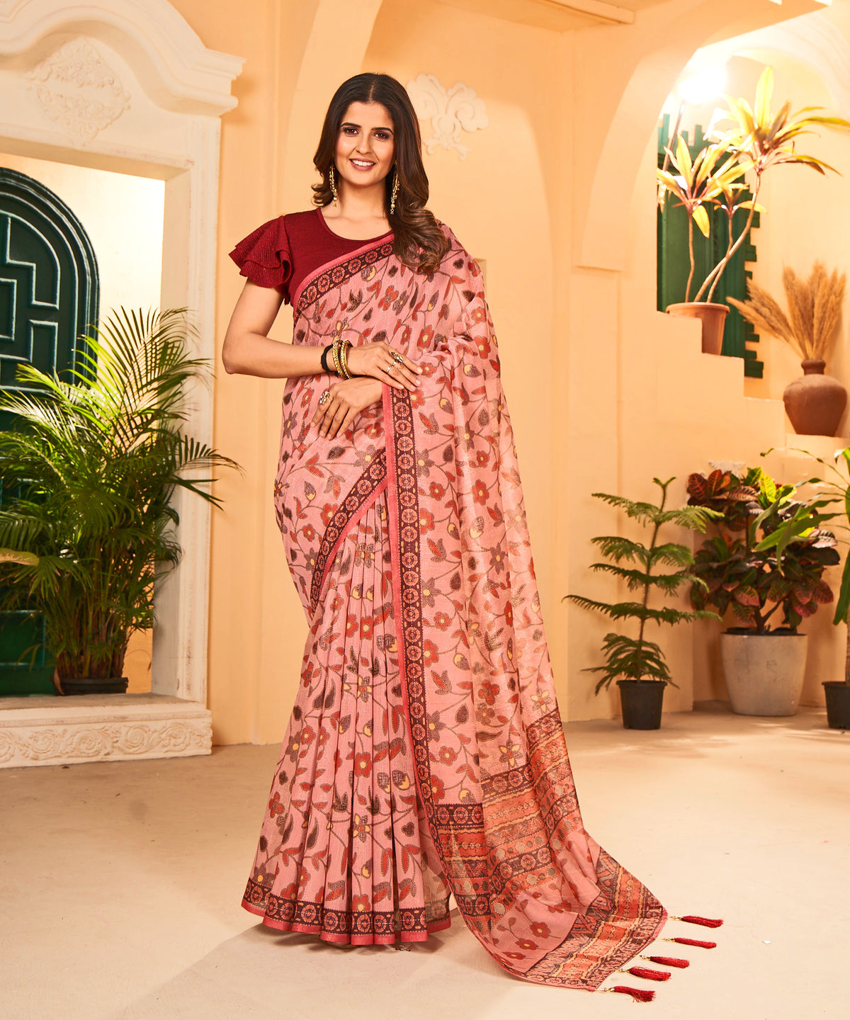Ethnic Designer Saree with Unstitched Blouse
