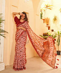 Ethnic Designer Saree with Unstitched Blouse