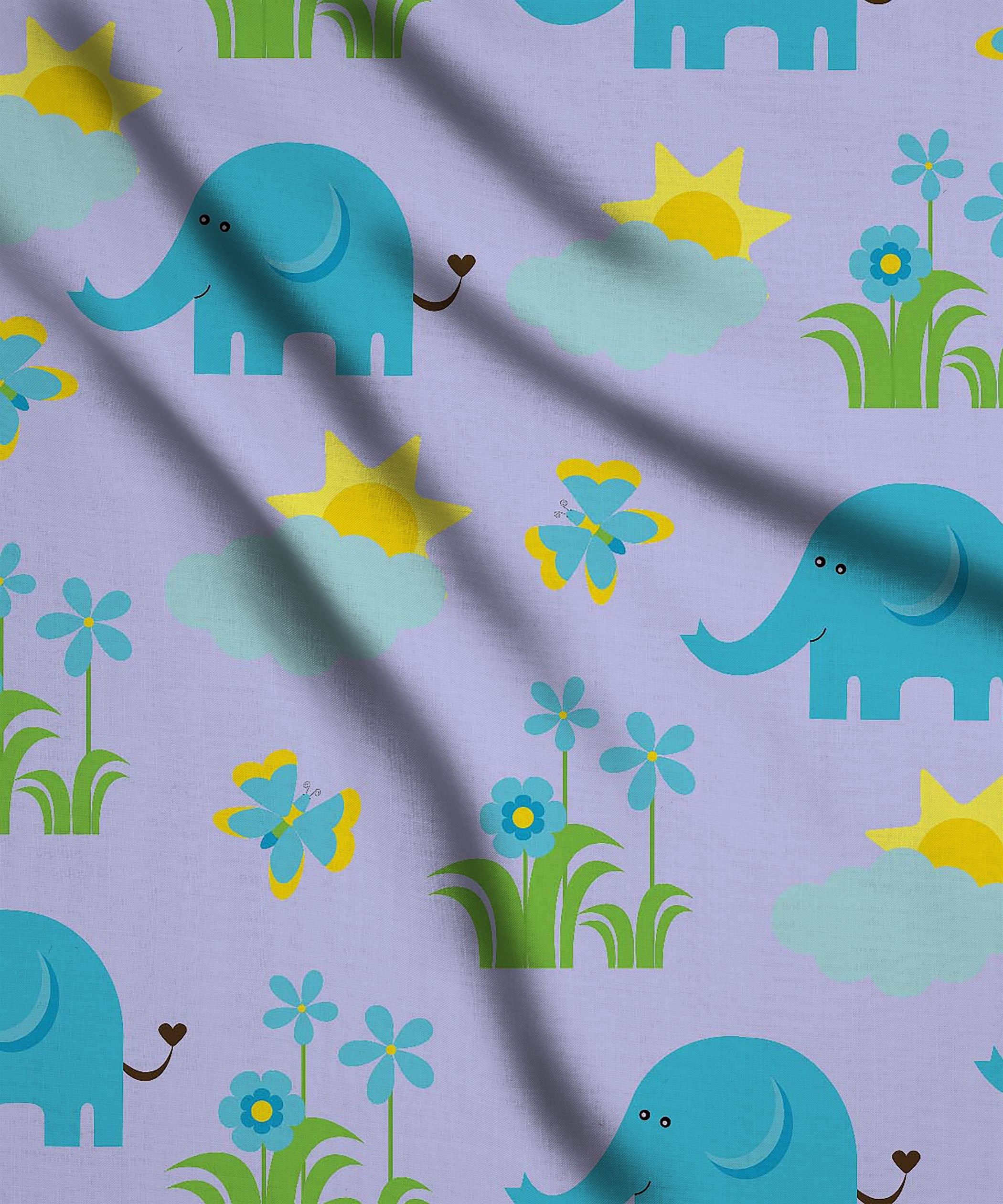 Lilac And Blue Elephant Print