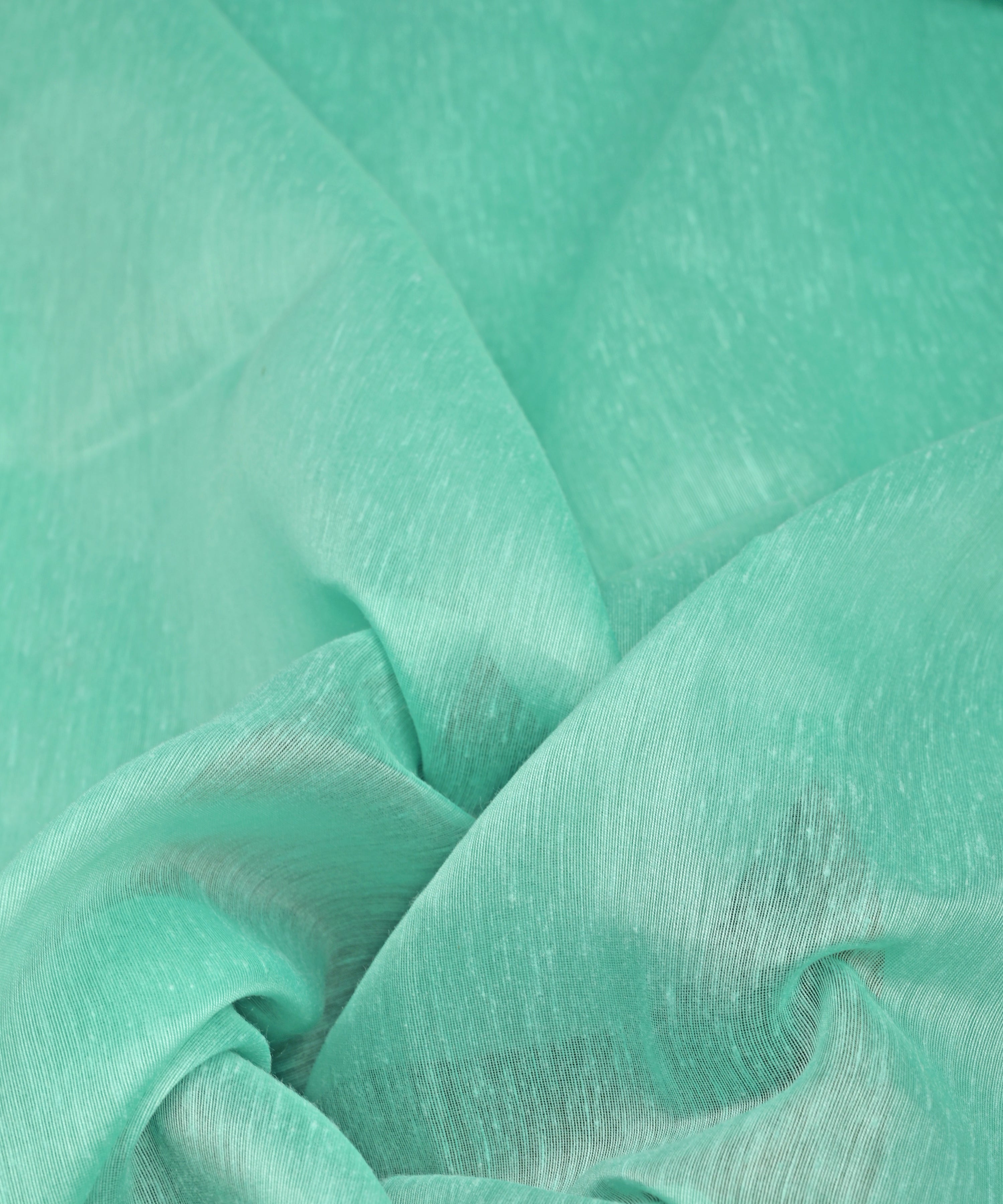 Sea Green Linen Fabric with Zari Border(cut-5.5 mtr)