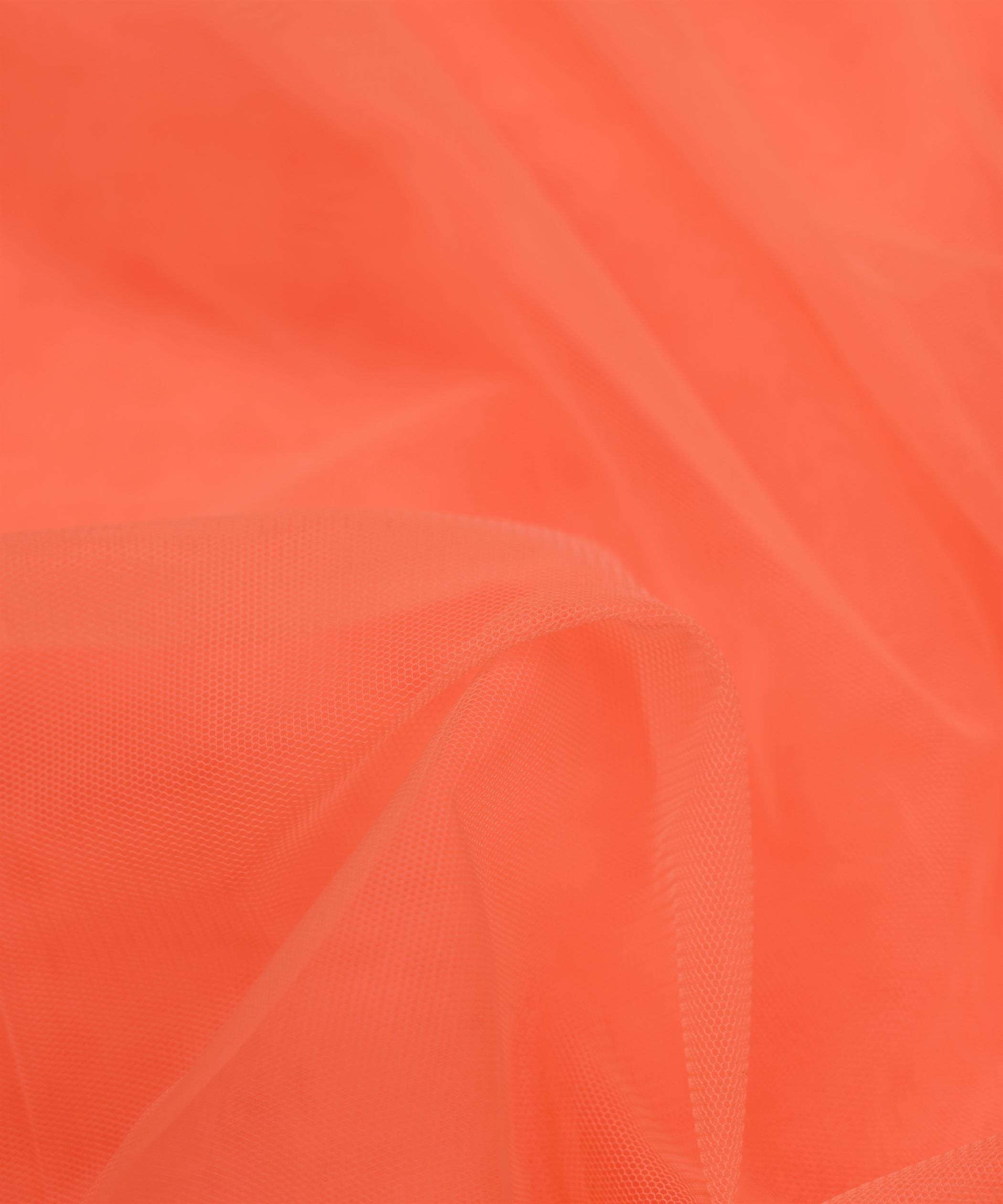 Orange Plain Dyed Net Fabric