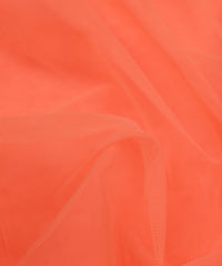 Orange Plain Dyed Net Fabric