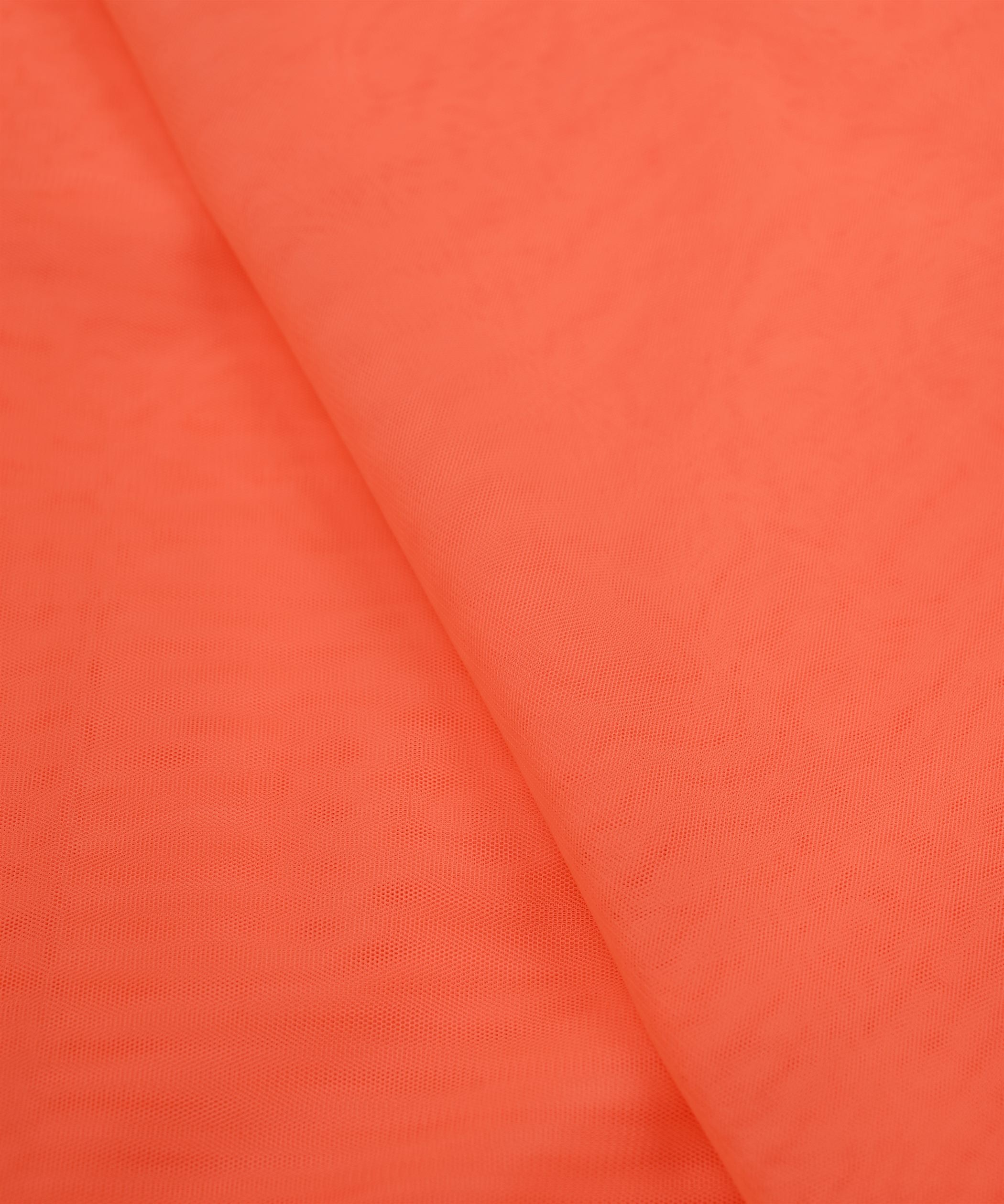 Orange Plain Dyed Net Fabric