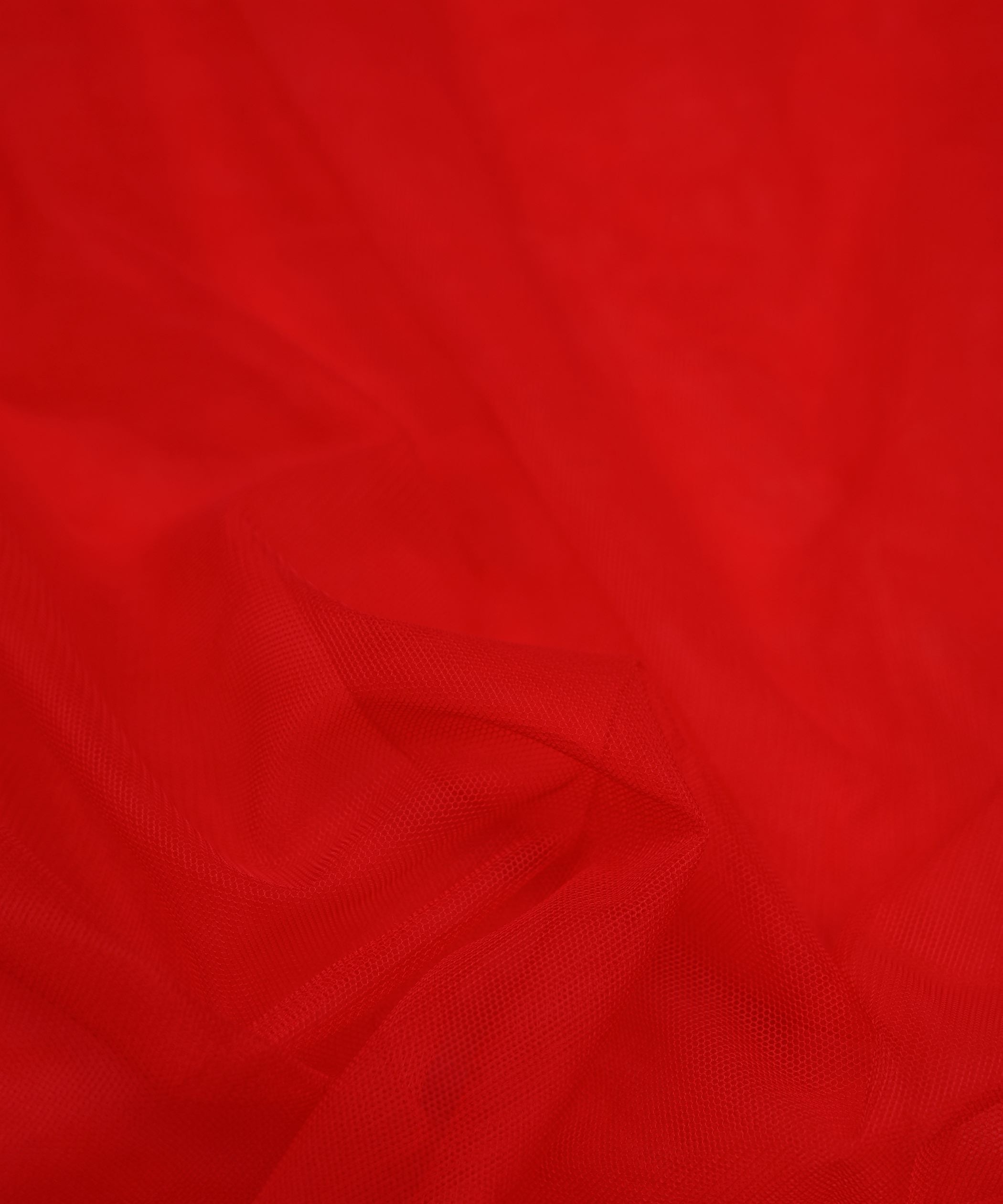 Dark Red Plain Dyed Net Fabric