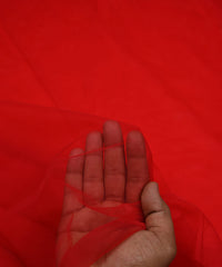 Dark Red Plain Dyed Net Fabric