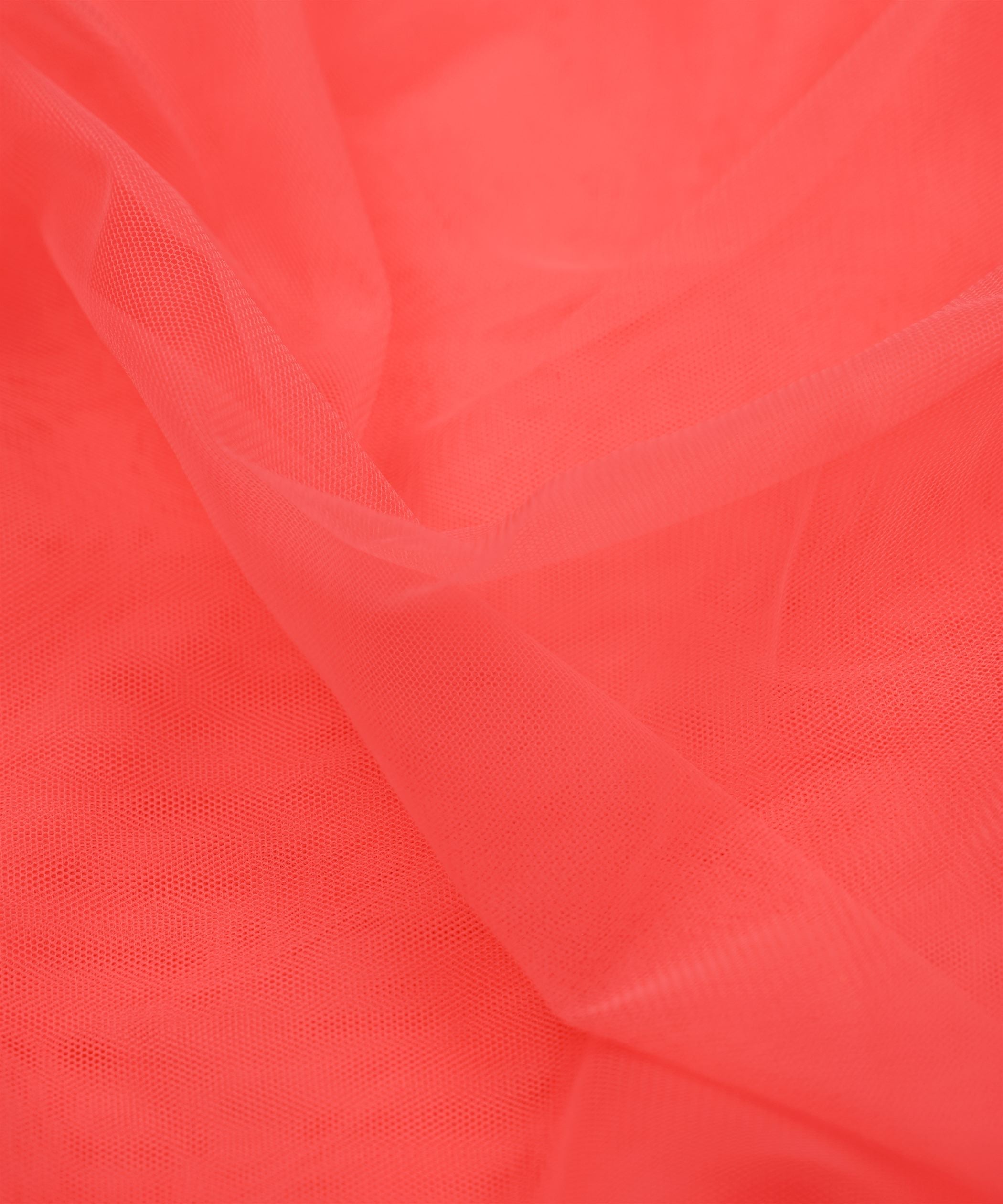 Coral Plain Dyed Net Fabric