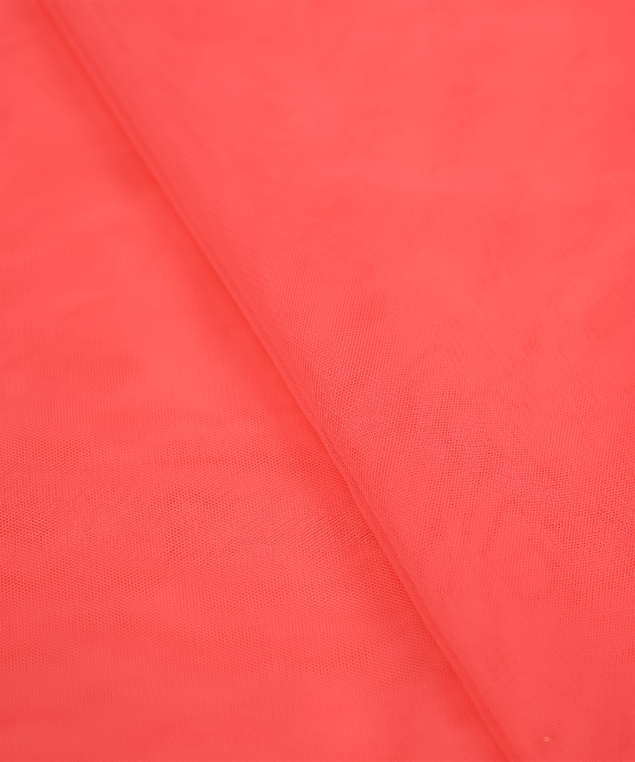 Coral Plain Dyed Net Fabric