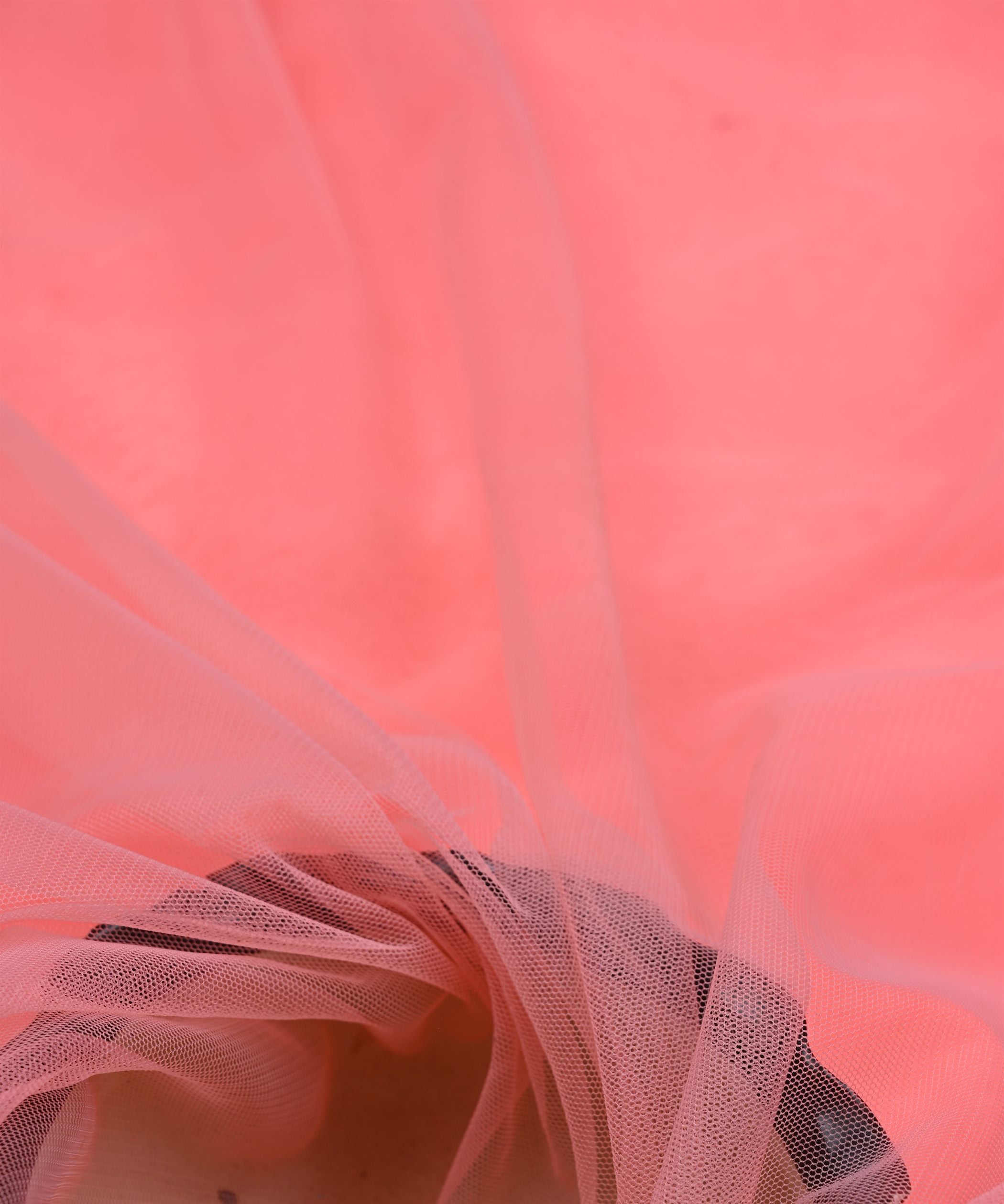 Peach Plain Dyed Net Fabric