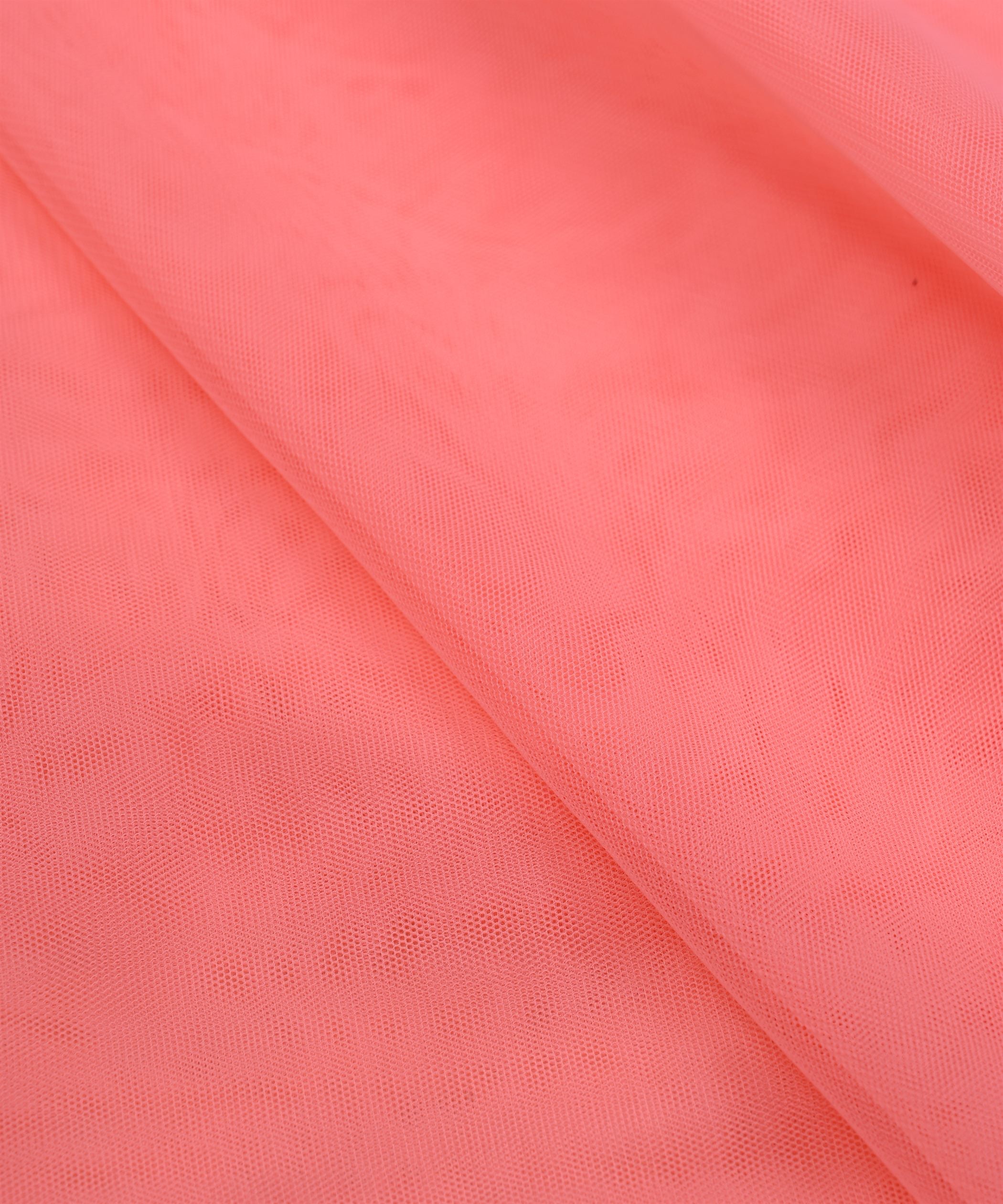 Peach Plain Dyed Net Fabric