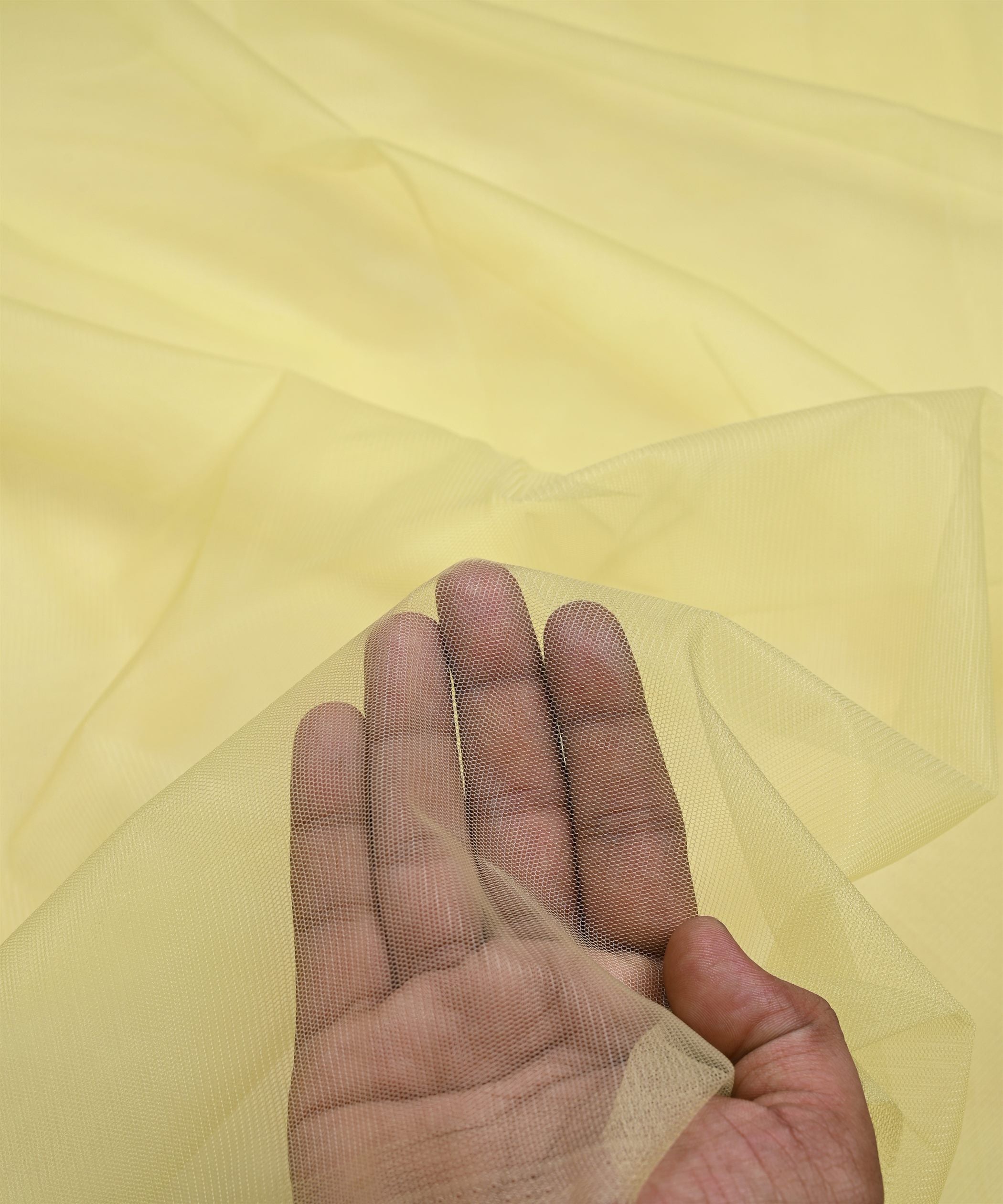 Lime Yellow Plain Dyed Net Fabric