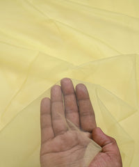 Lime Yellow Plain Dyed Net Fabric