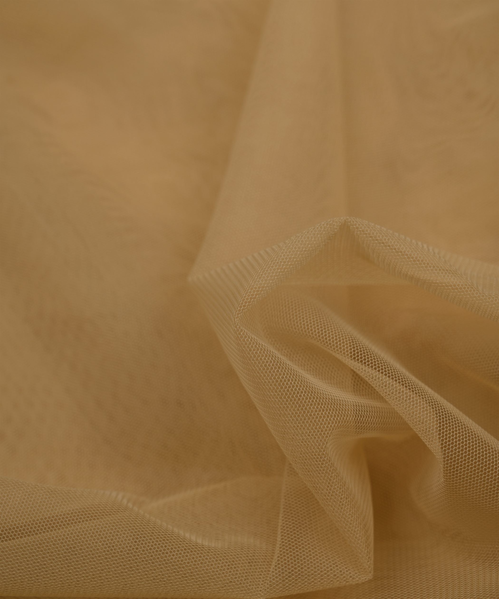 Beige Plain Dyed Net Fabric