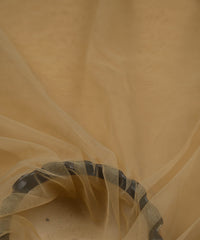 Beige Plain Dyed Net Fabric