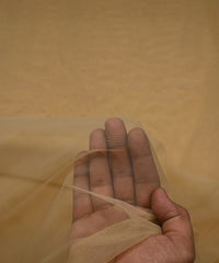 Beige Plain Dyed Net Fabric