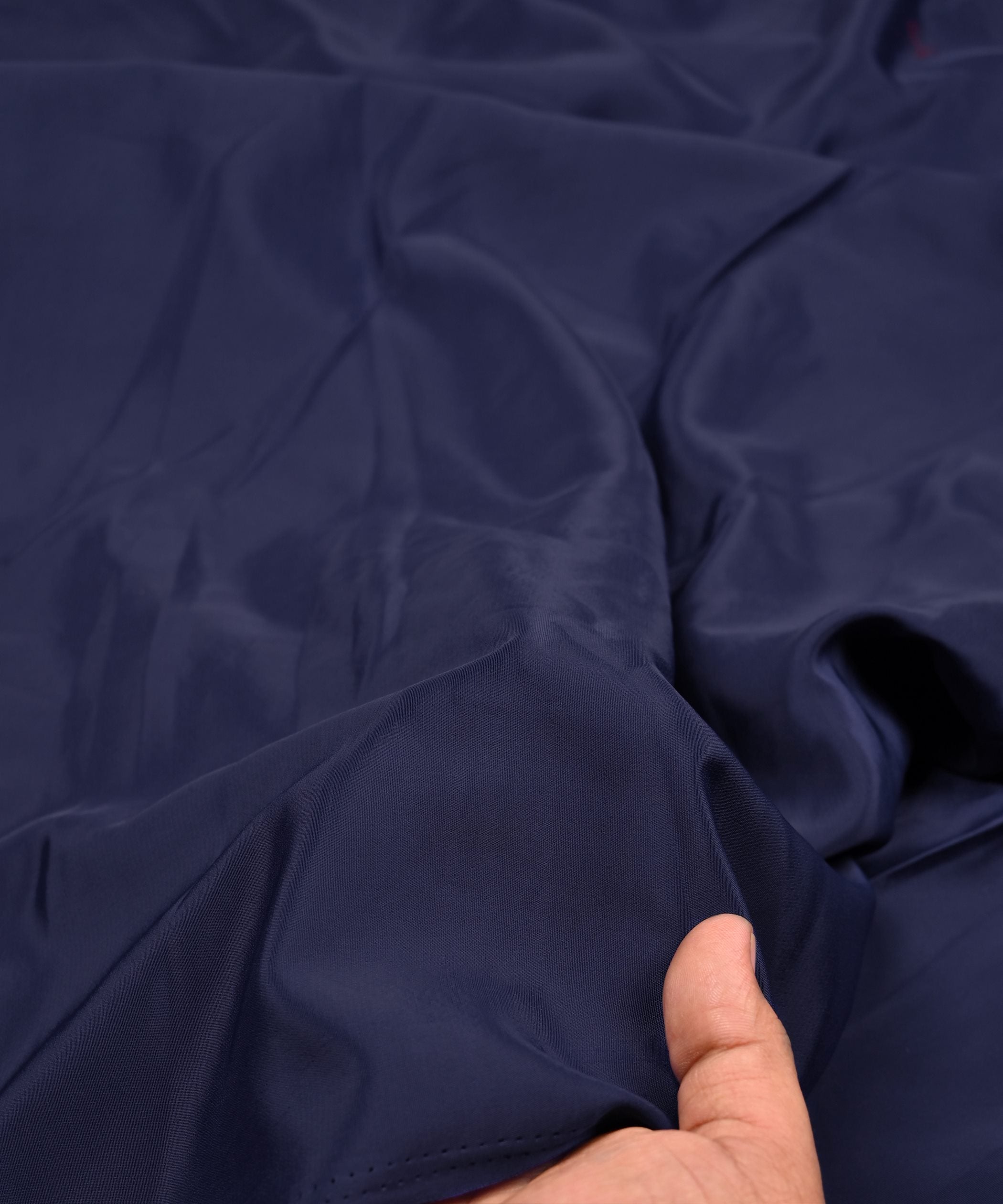 Navy Blue Plain Dyed American Crepe Fabric