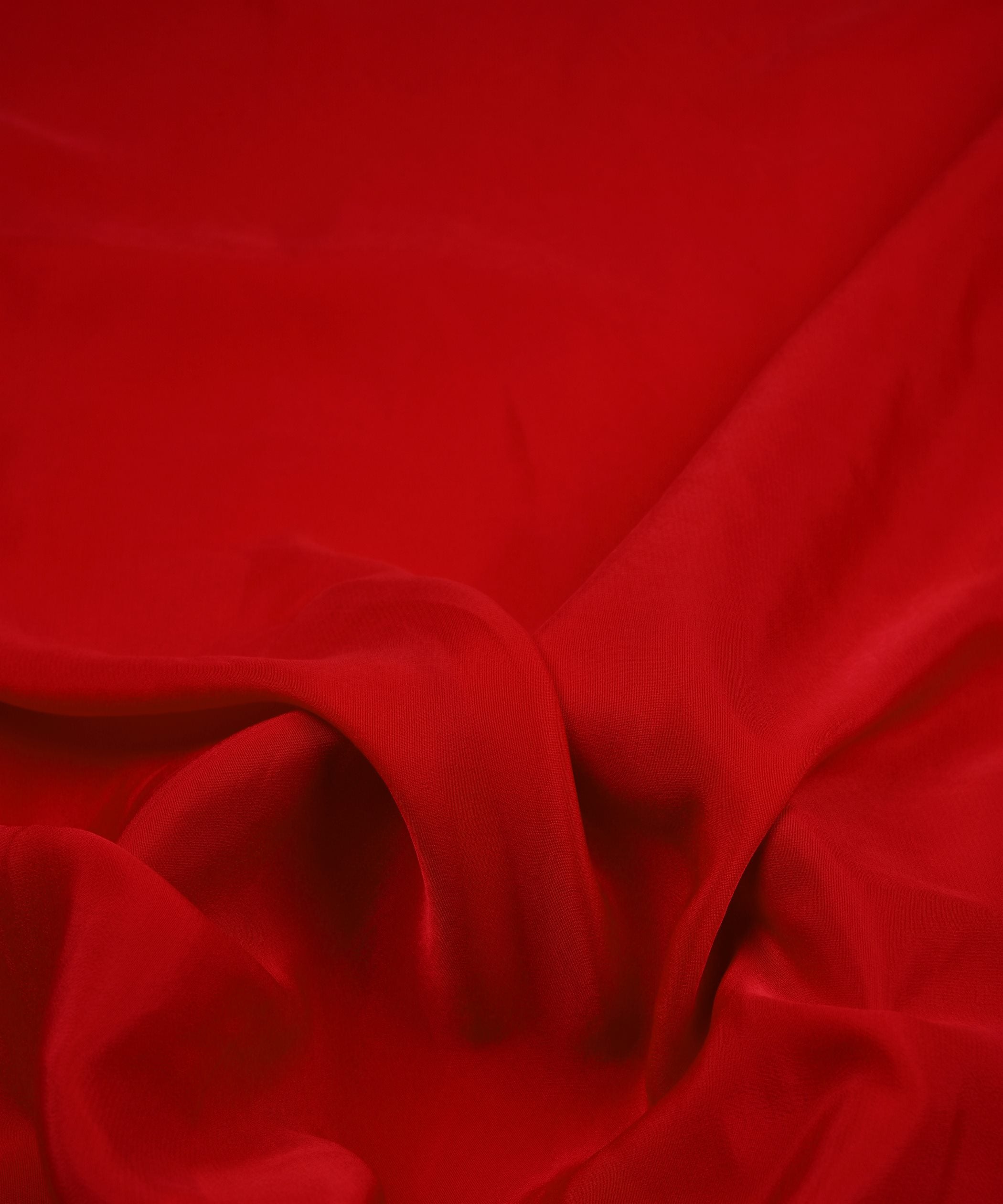 Red Plain Dyed American Crepe Fabric