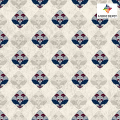 Beige And Blue Motif Batik Print