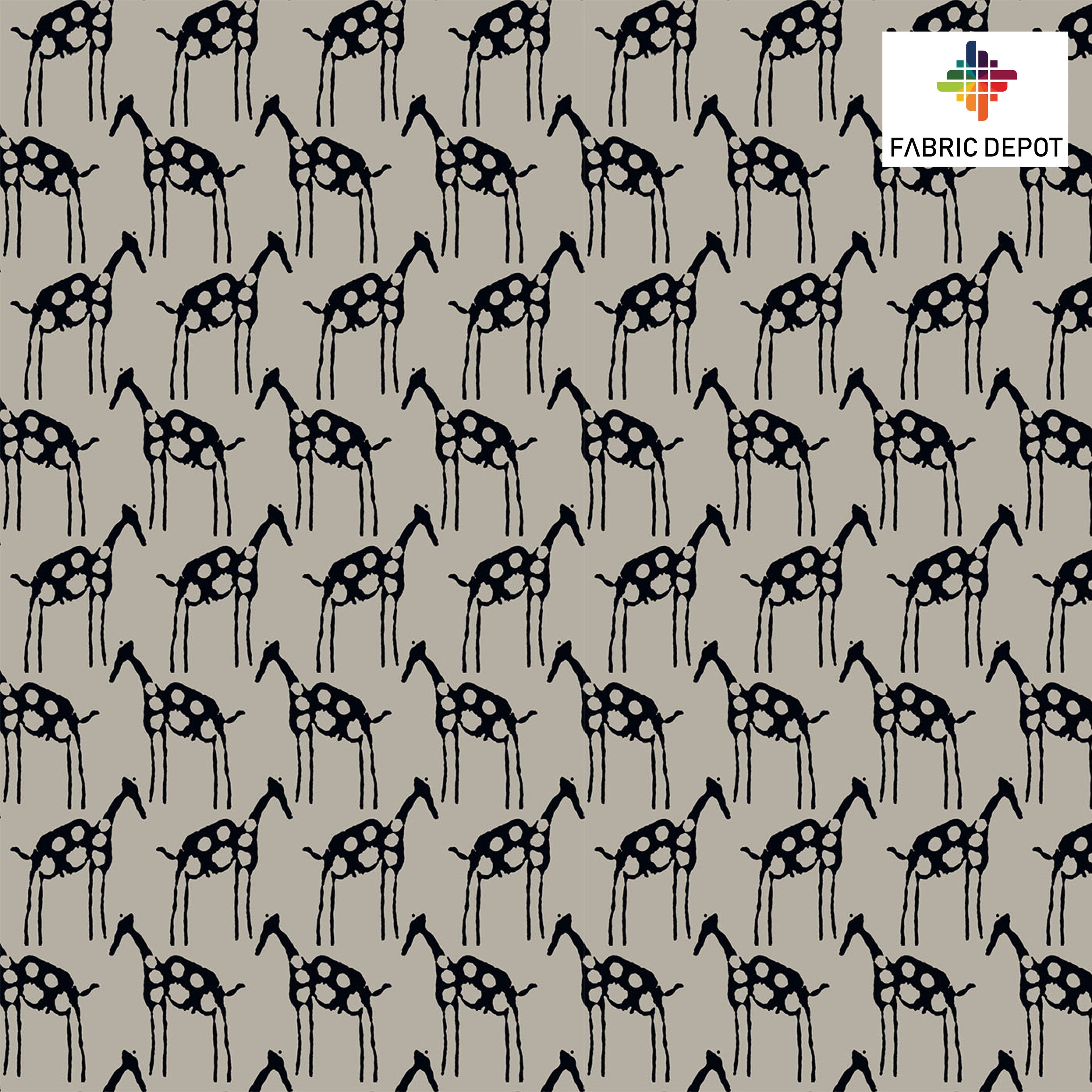 Beige Black Deer Print