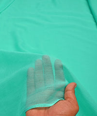 Aquamarine Green Plain Dyed Bemberg Chiffon fabric