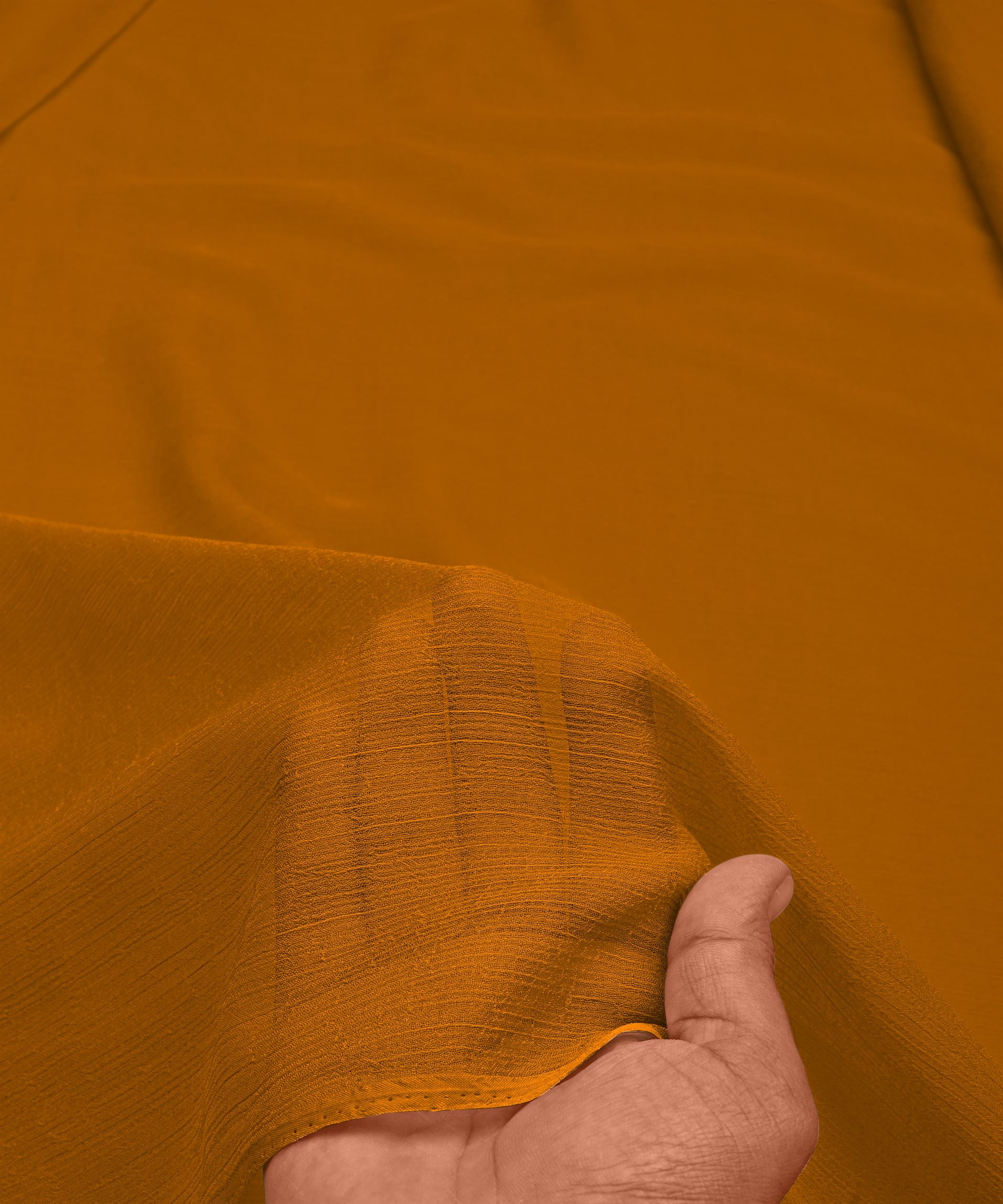 Dusty Mustard Yellow Plain Dyed Bemberg Chiffon Fabric