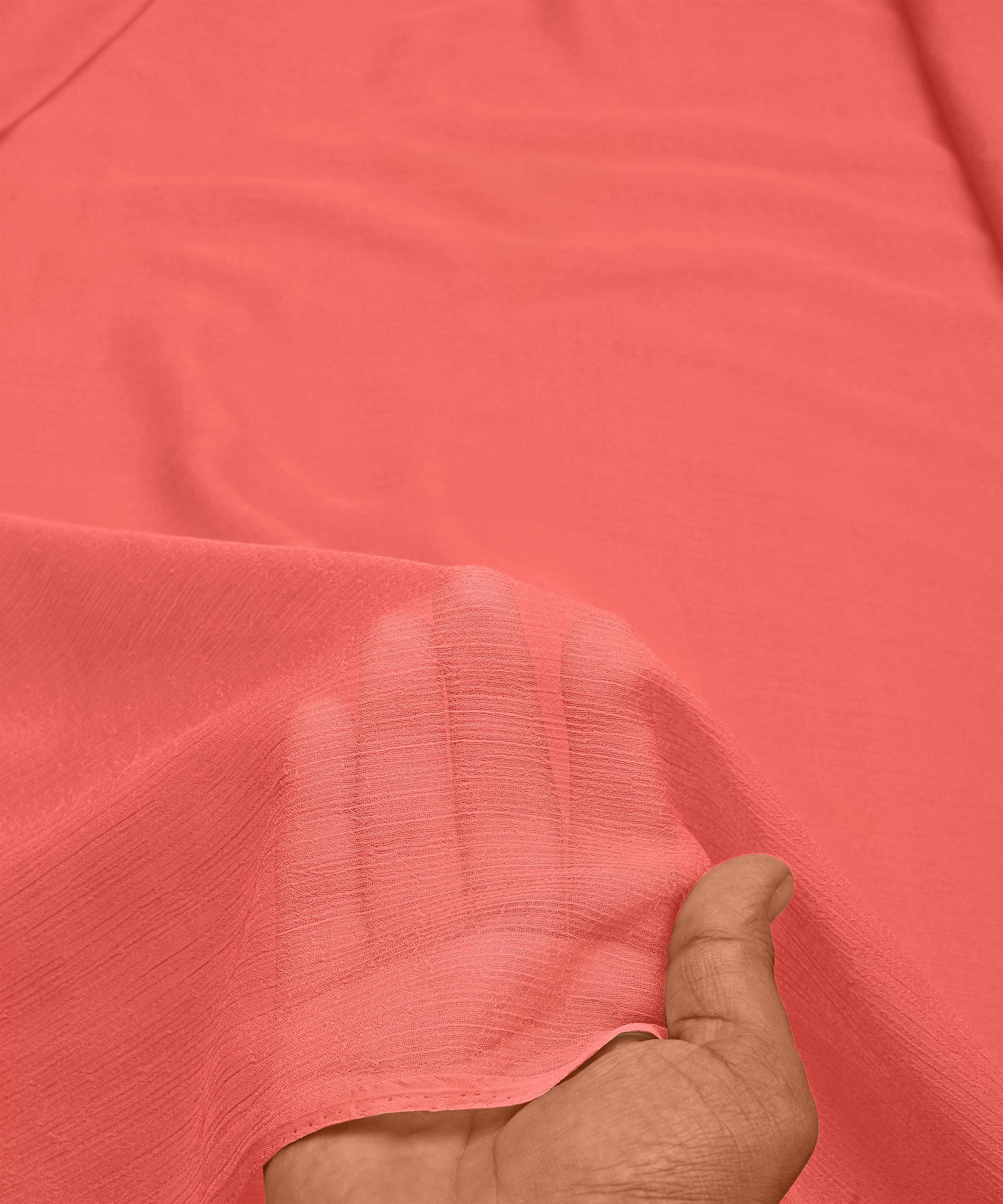 Light Peach Plain Dyed Bemberg Chiffon Fabric