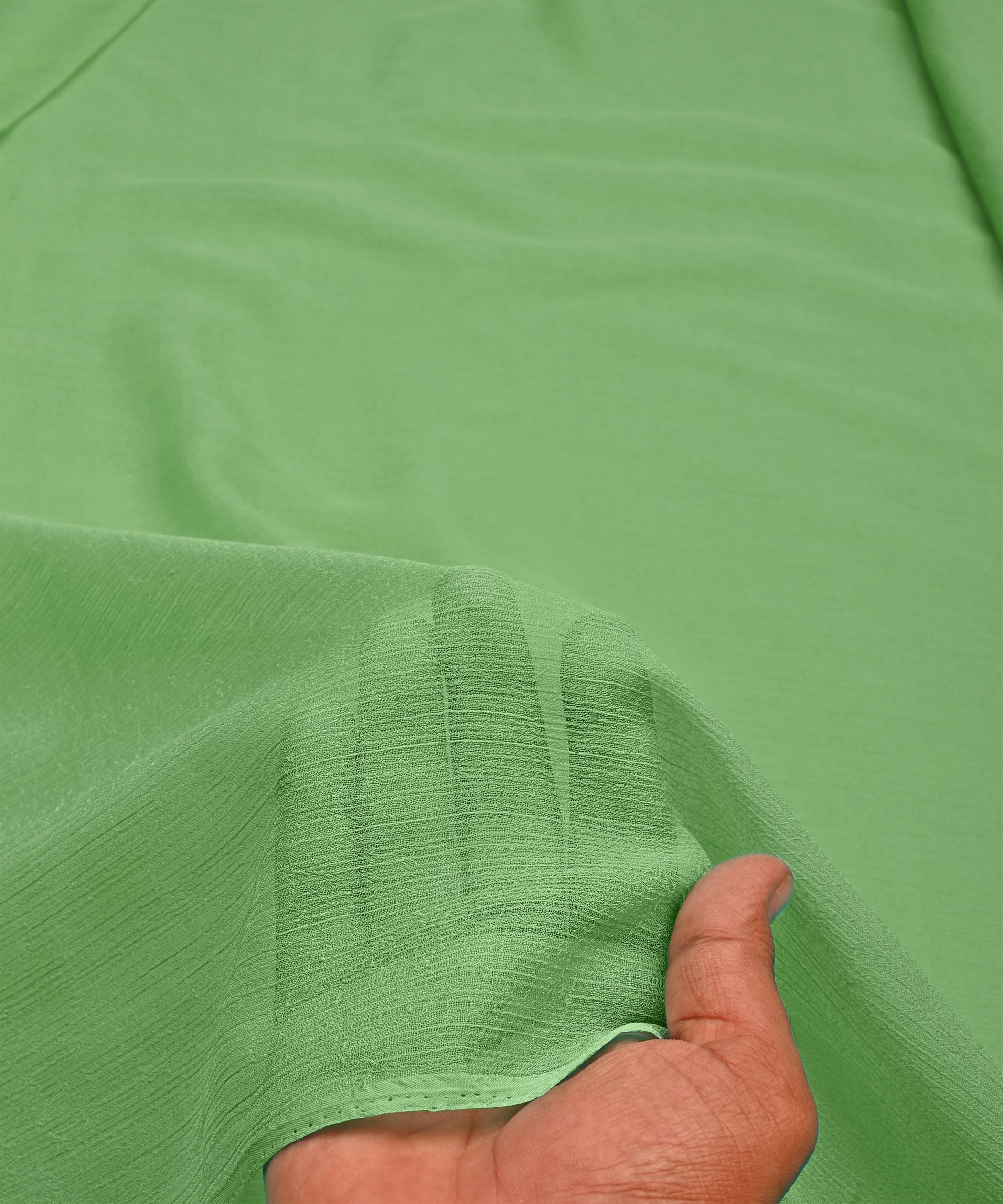 Pista Green Plain Dyed Bemberg Chiffon Fabric