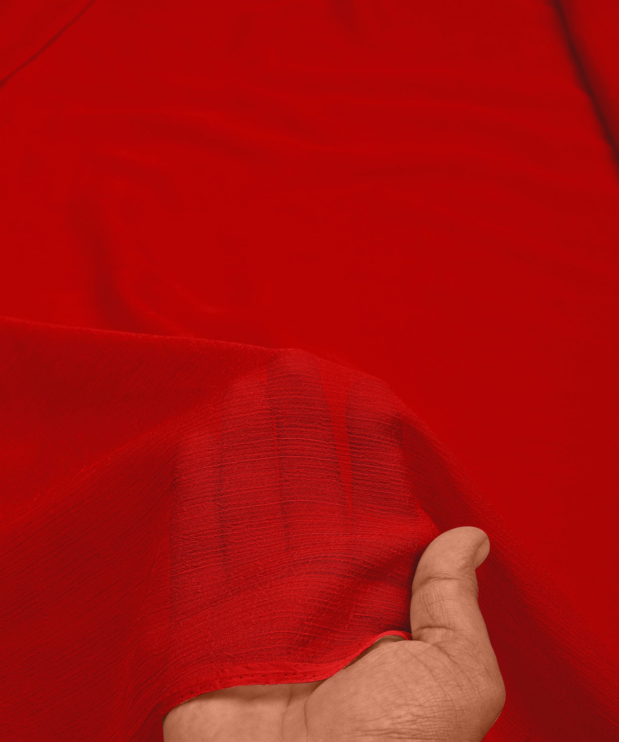 Red Plain Dyed Bemberg Chiffon Fabric