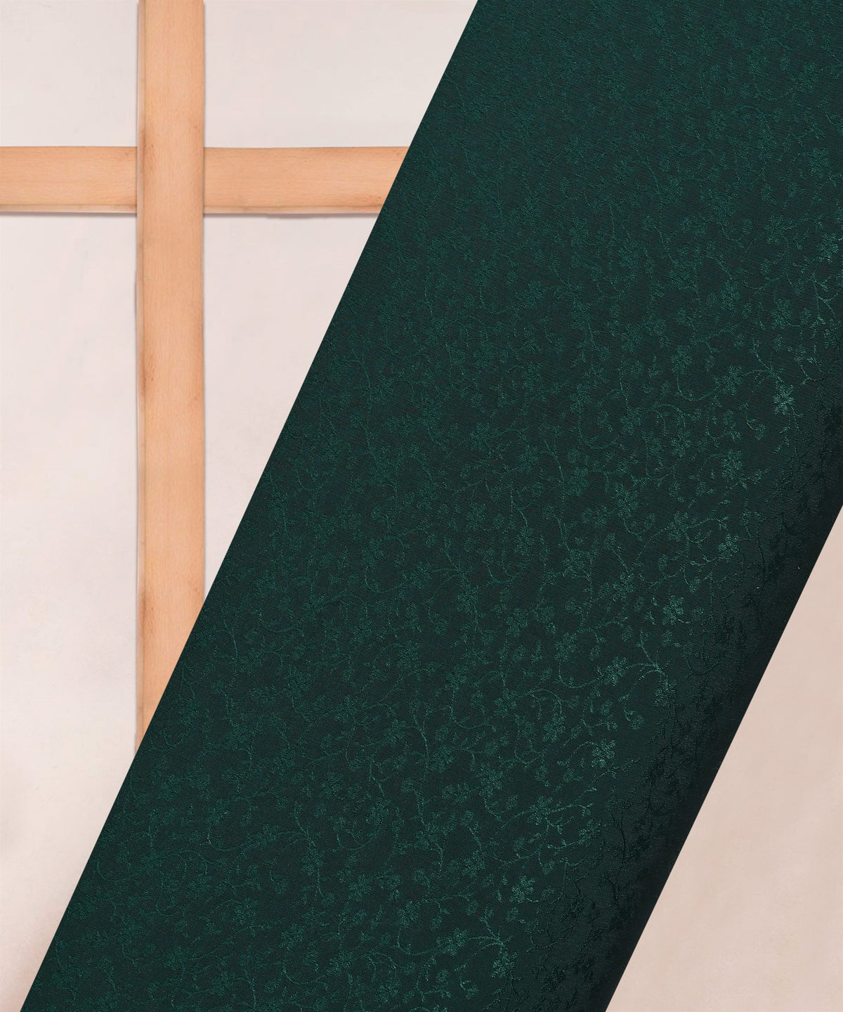 Dark Green Bright Chiffon Fabric with Jacquard-1