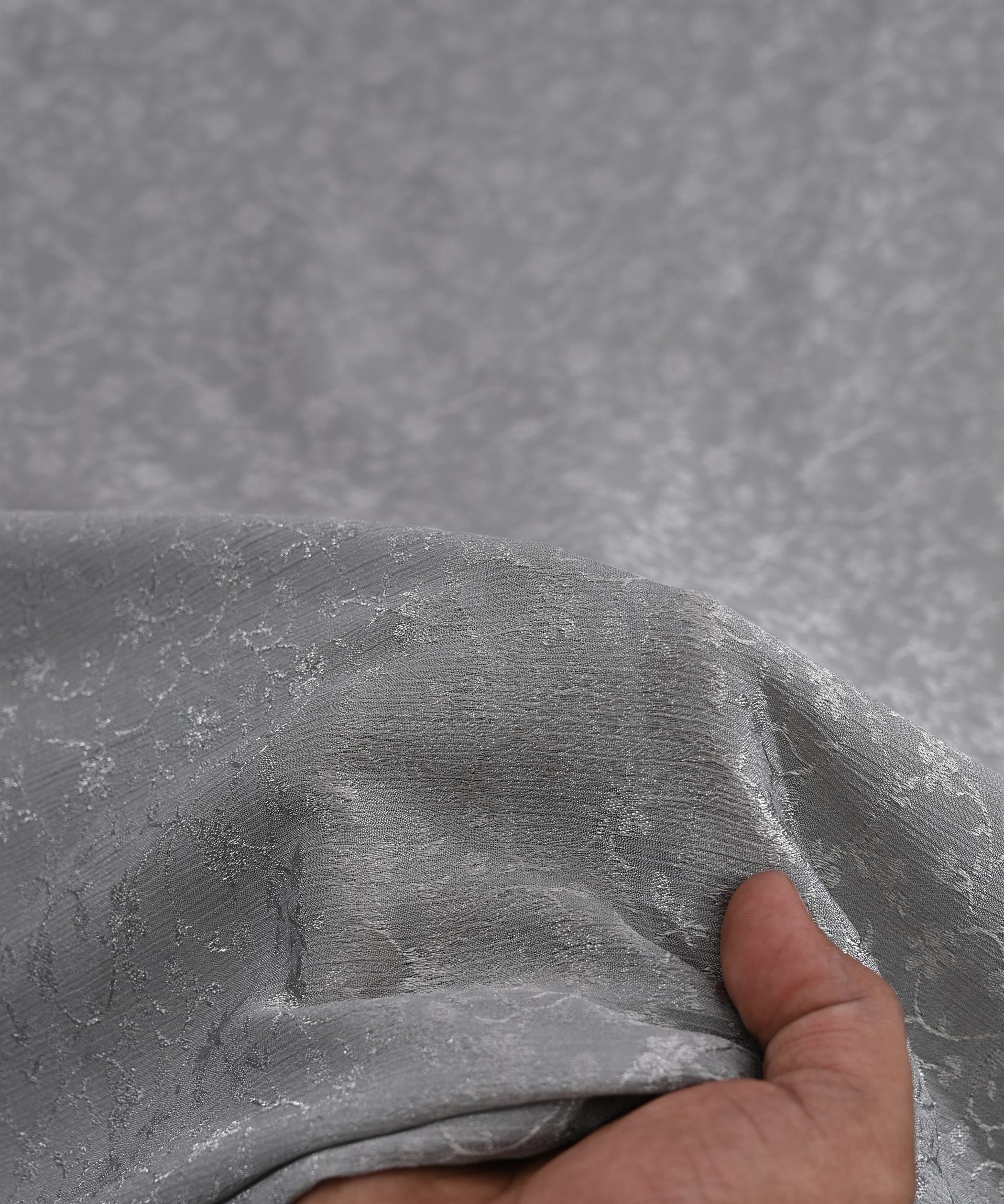 Grey Bright Chiffon Fabric with Jacquard-1