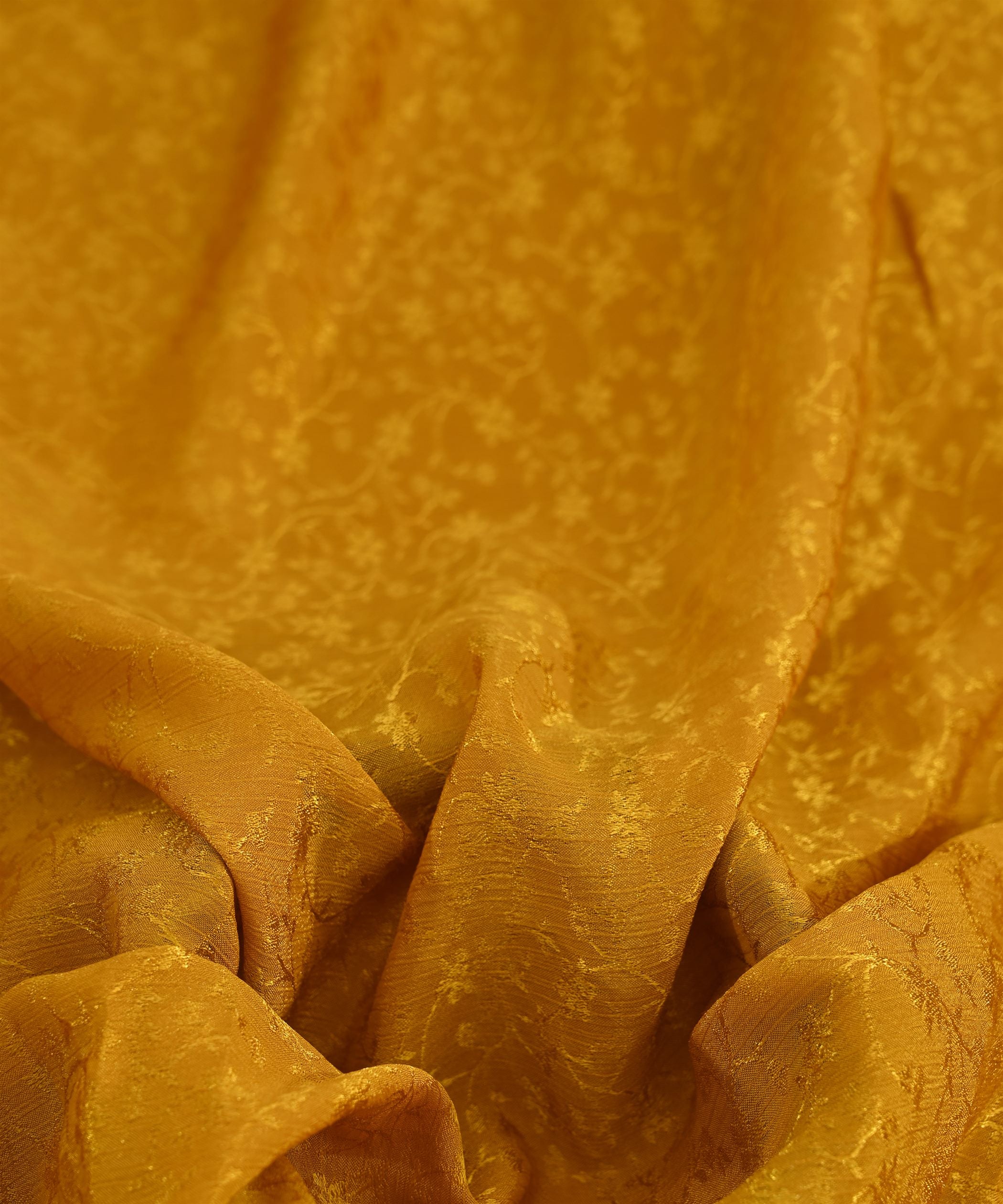 Mustard Yellow Bright Chiffon Fabric with Jacquard-1