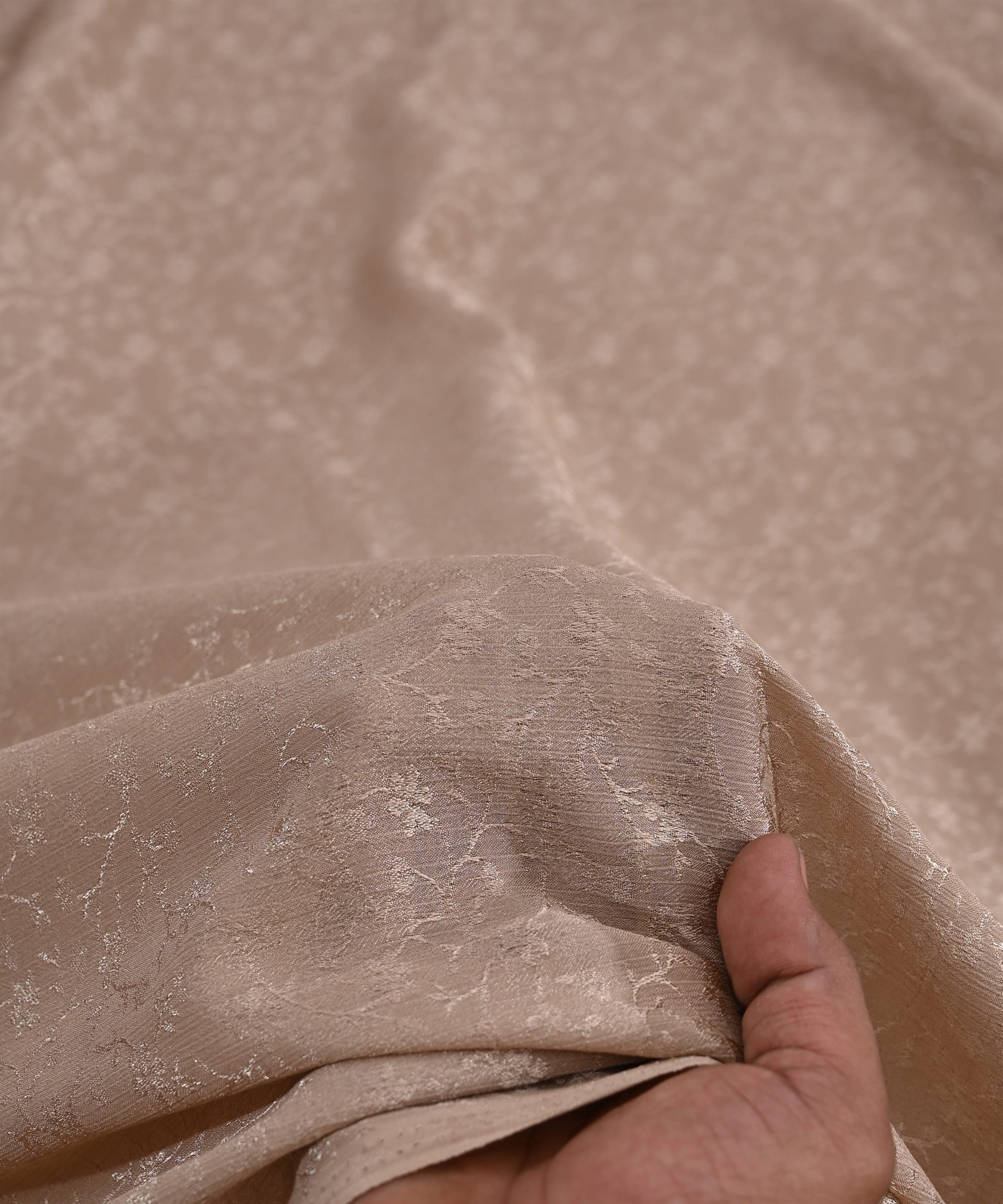 Wheat Bright Chiffon Fabric with Jacquard-1