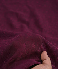 Wine Bright Chiffon Fabric with Jacquard-1