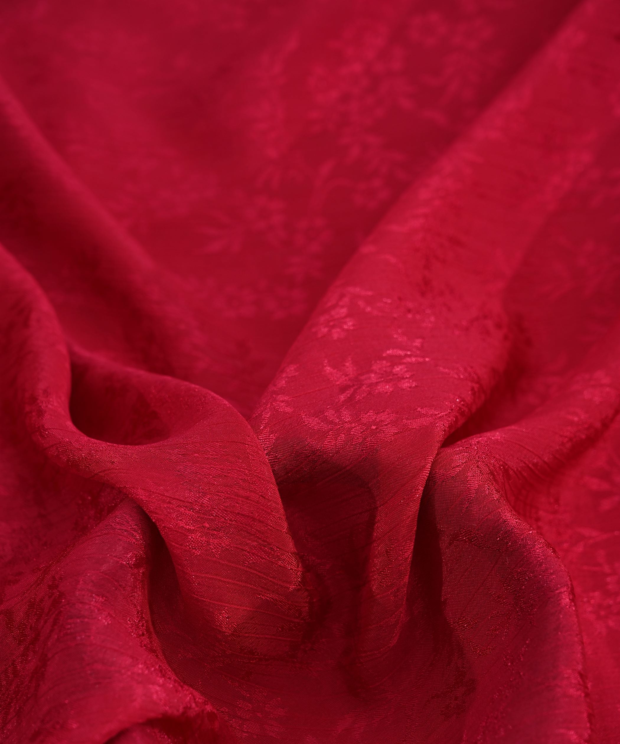 Dark Pink Bright Chiffon Fabric with Jacquard-2