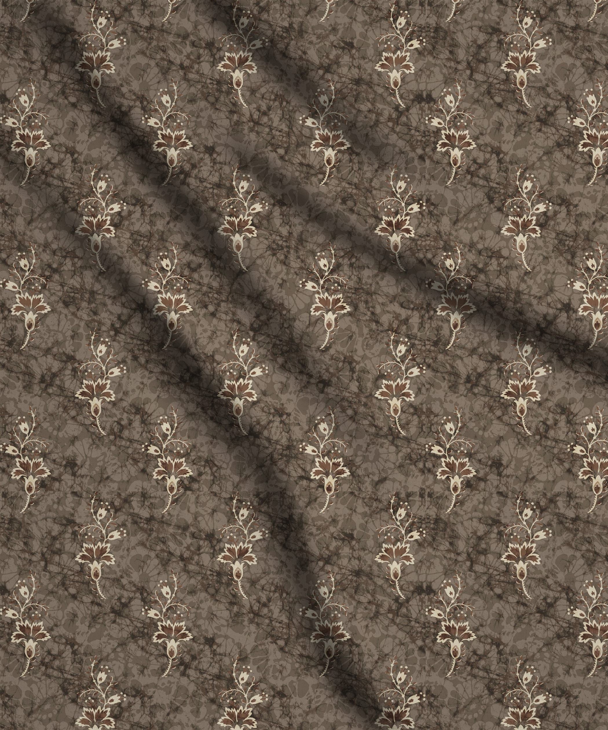 Brown-Hibiscus Ajrakh Print
