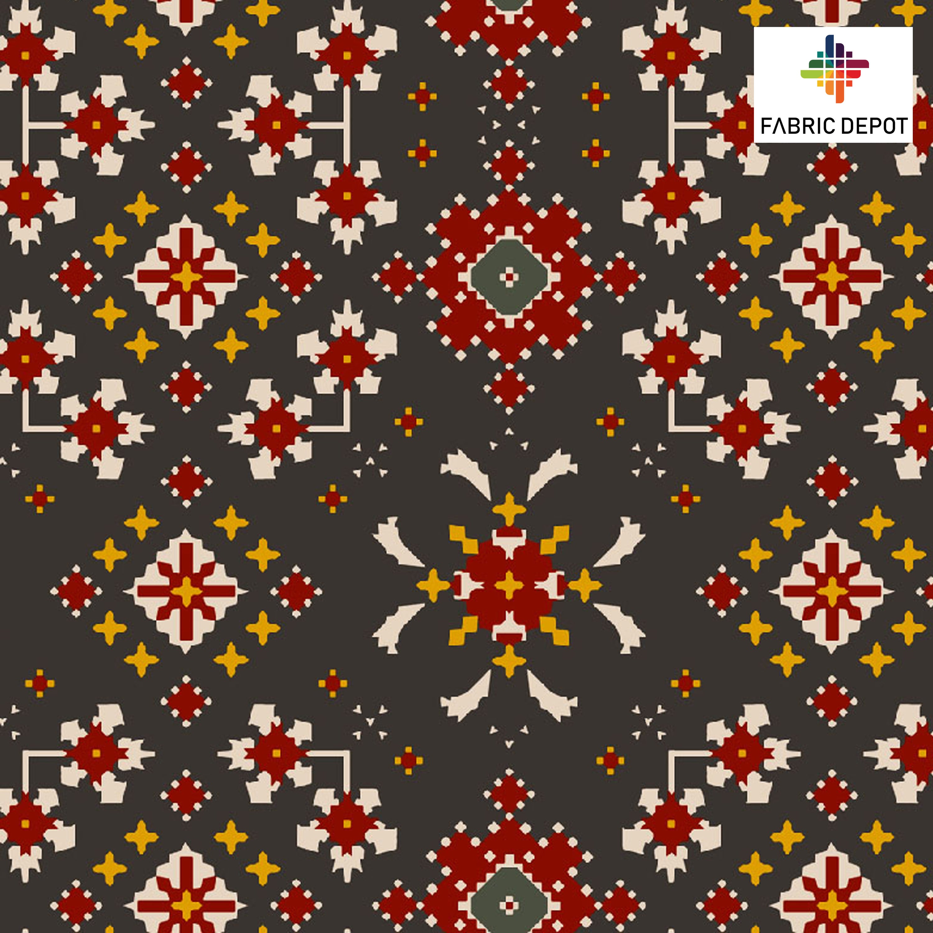 Brown Rangoli Patola Print