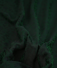 Bottle Green Satin Chiffon Fabric with Self Jacquard