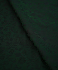 Bottle Green Satin Chiffon Fabric with Self Jacquard