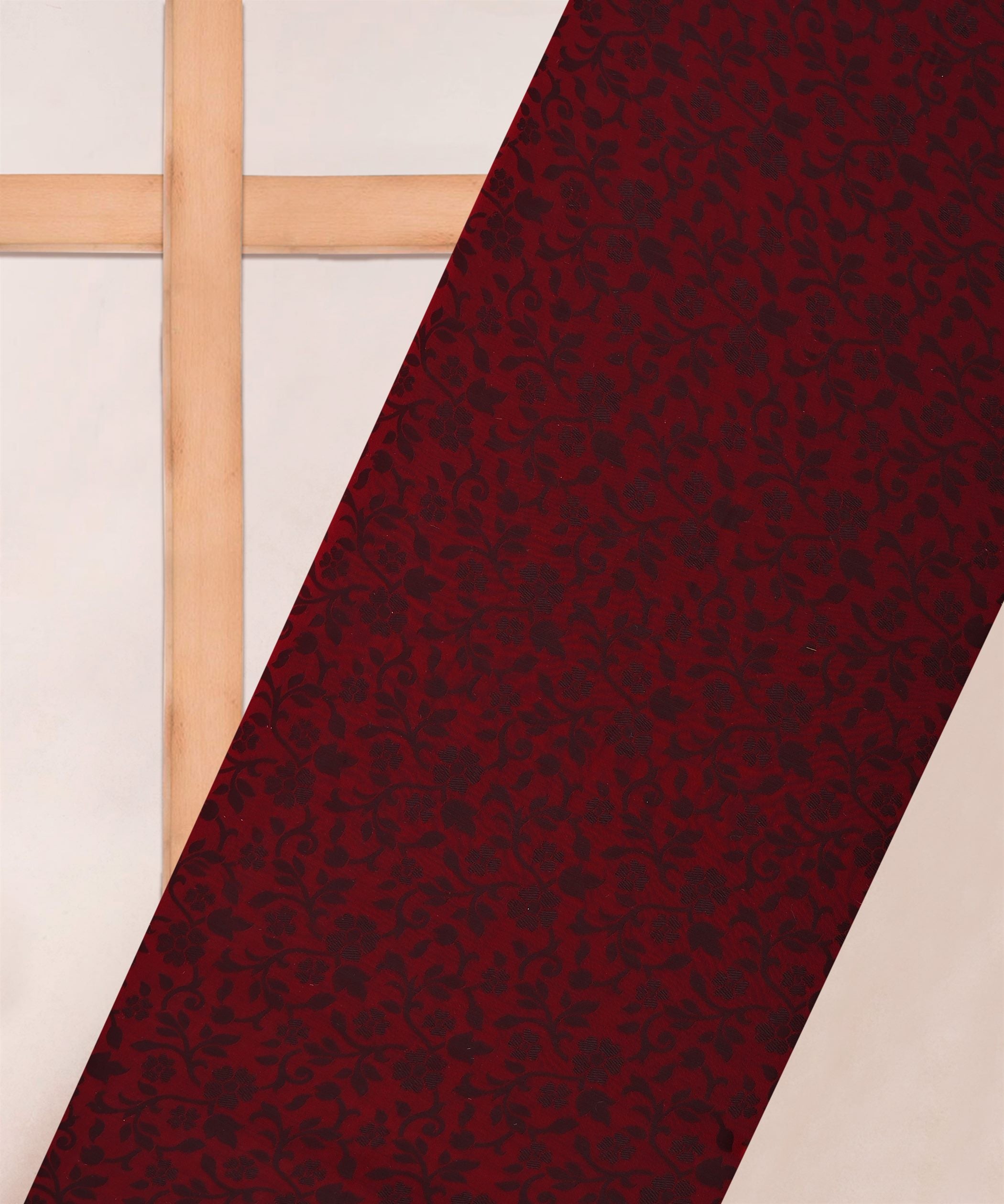 Red Satin Chiffon Fabric with Self Jacquard