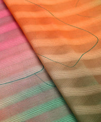 Dark Green Spray Print Chiffon Fabric with Checks