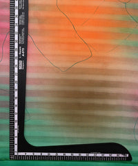 Dark Green Spray Print Chiffon Fabric with Checks