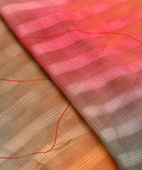 Red Spray Print Chiffon Fabric with Checks