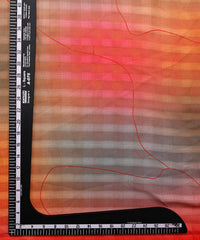 Red Spray Print Chiffon Fabric with Checks