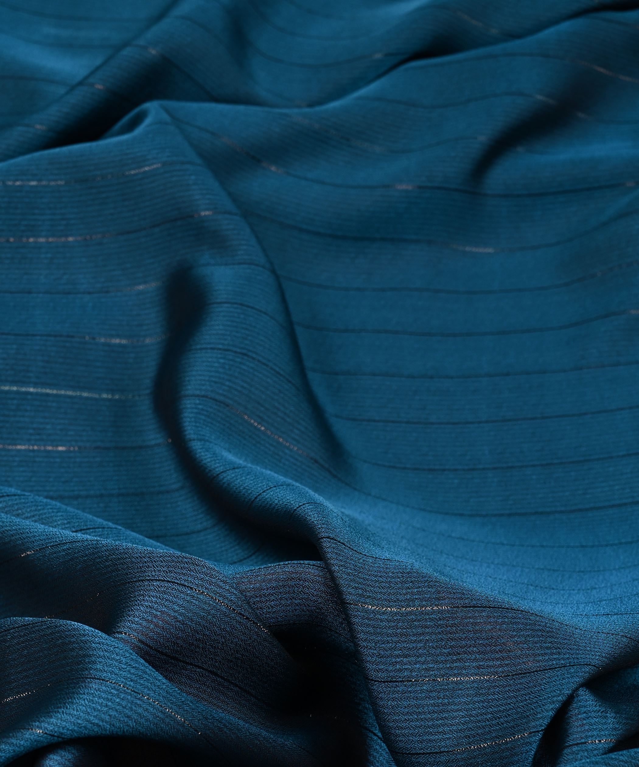 Dark Teal Chiffon fabric with Film Lining