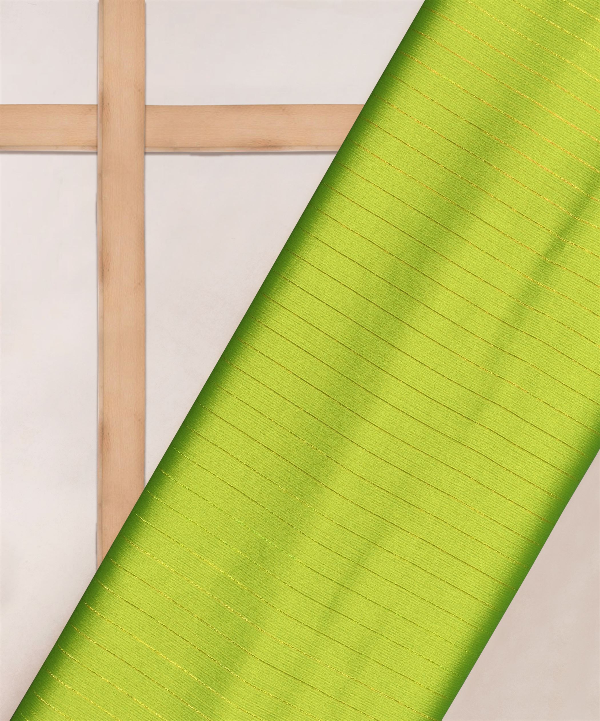 Light Green Chiffon fabric with Film Lining