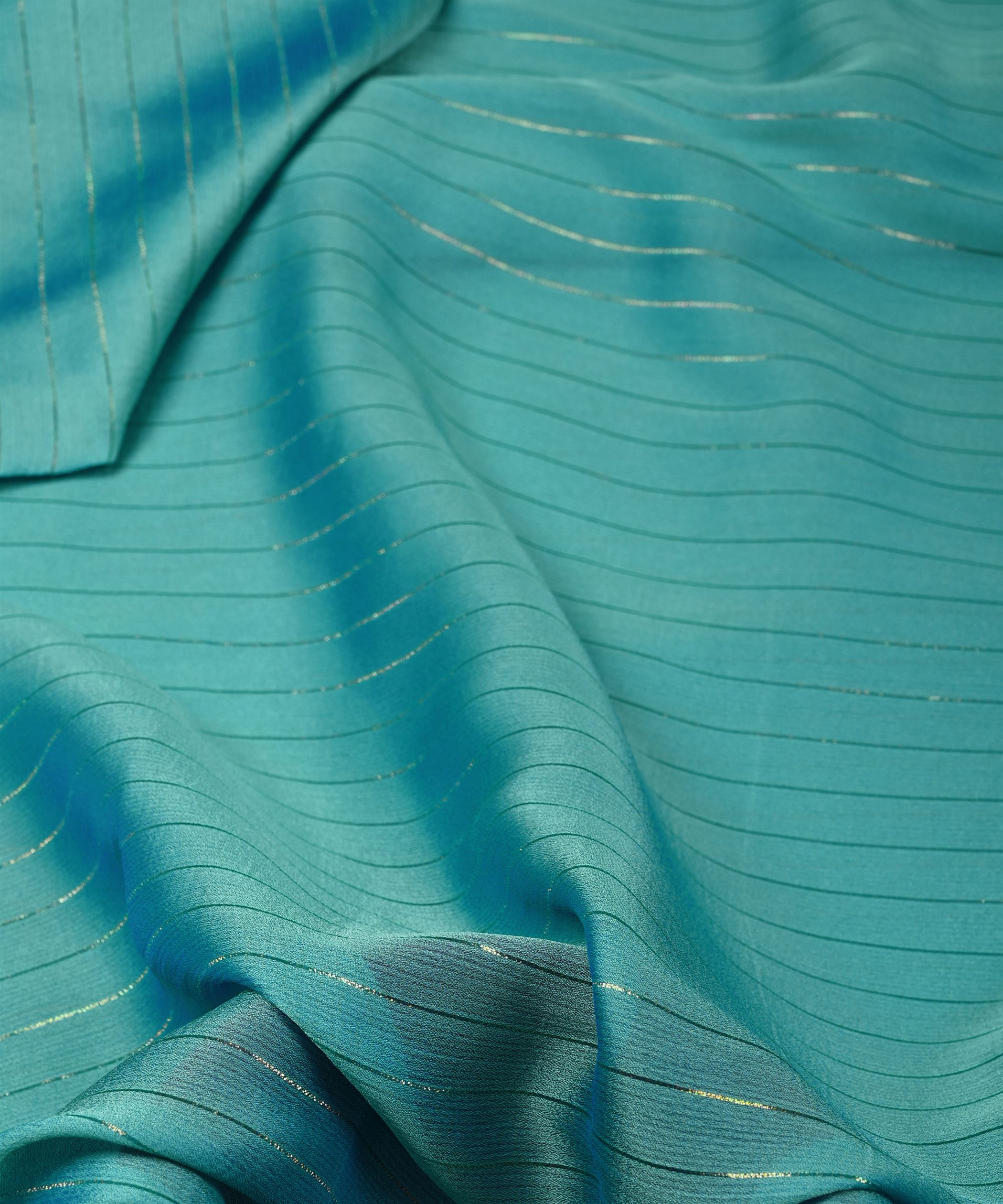 Shiny Blue Chiffon fabric with Film Lining